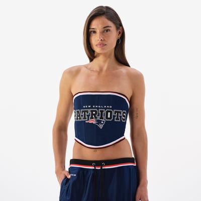 New England Patriots Off Season Women's Shiny Strapless Corset - Navy
