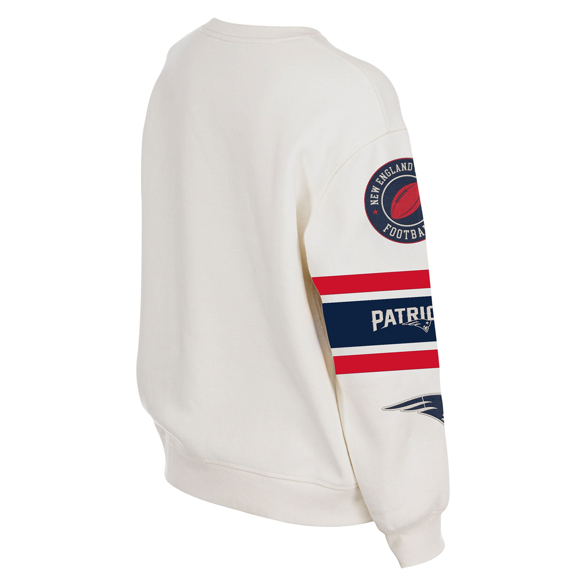 Sweat-shirt à col rond New Era crème pour femme, modèle académique des England Patriots