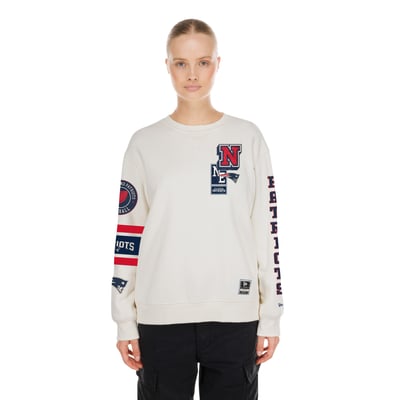  New England Patriots New Era Women's Academic Crewneck Sweatshirt - Cream