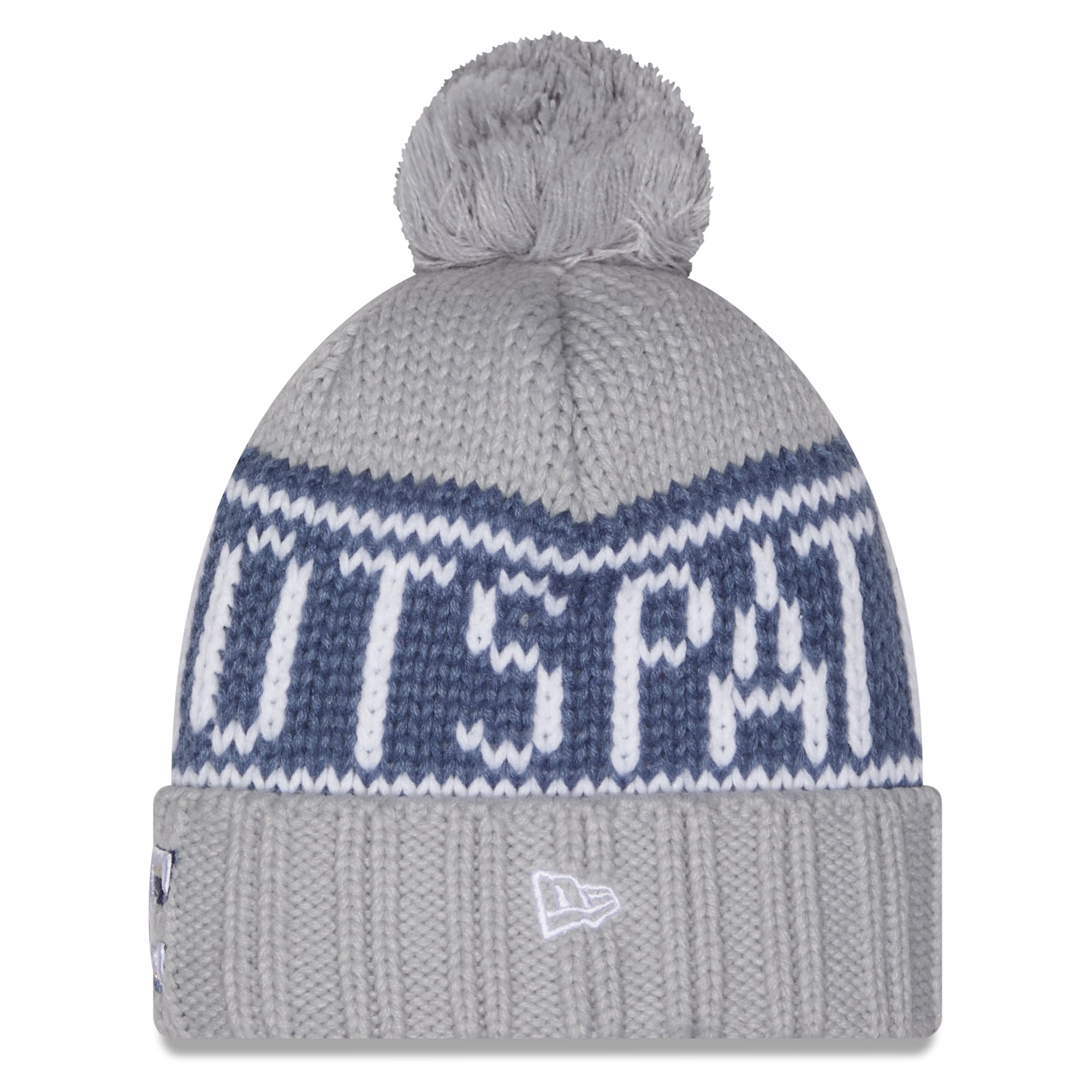 Women's New Era Gray New England Patriots Rivalries Collection Cuffed Knit Hat with Pom