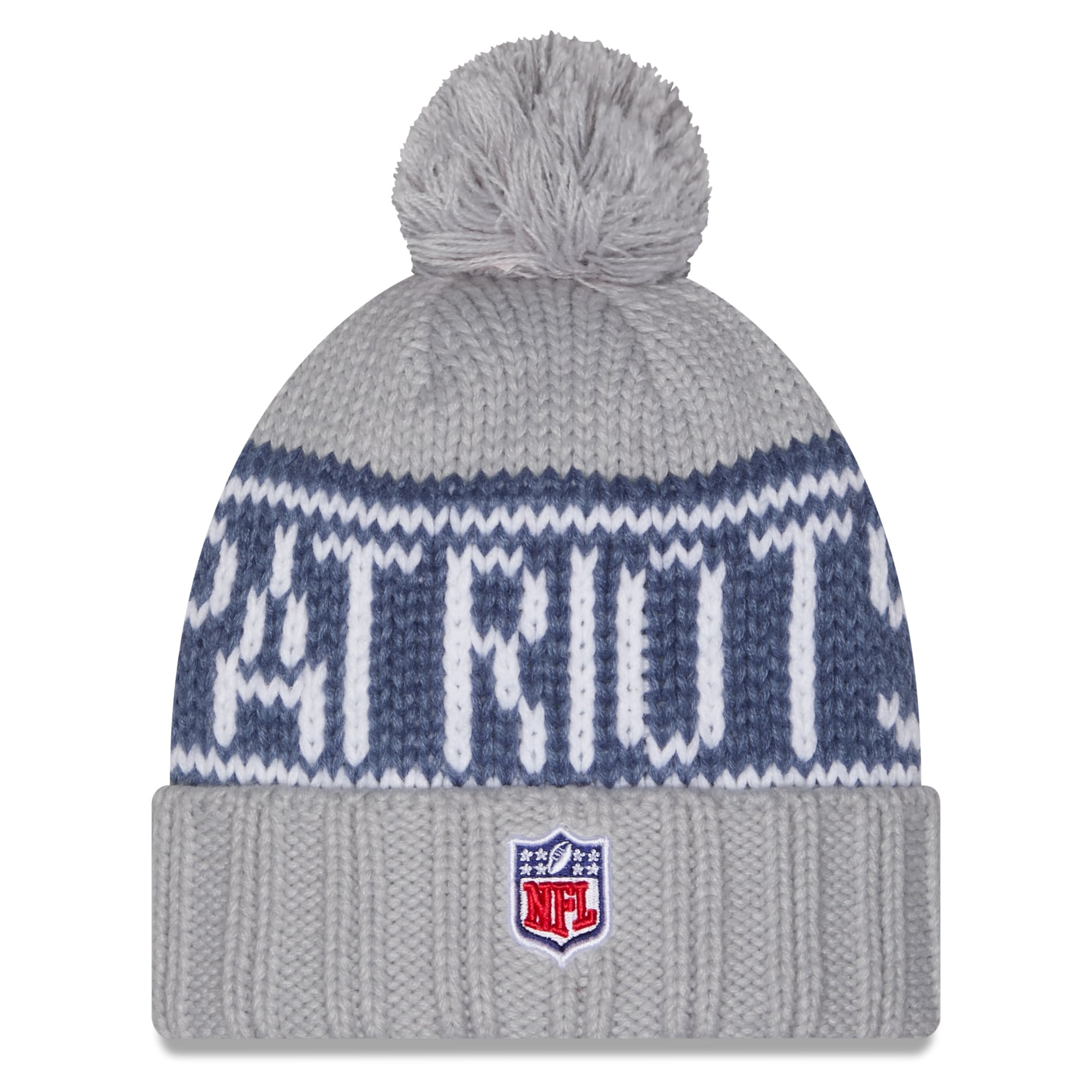 Women's New Era Gray New England Patriots Rivalries Collection Cuffed Knit Hat with Pom