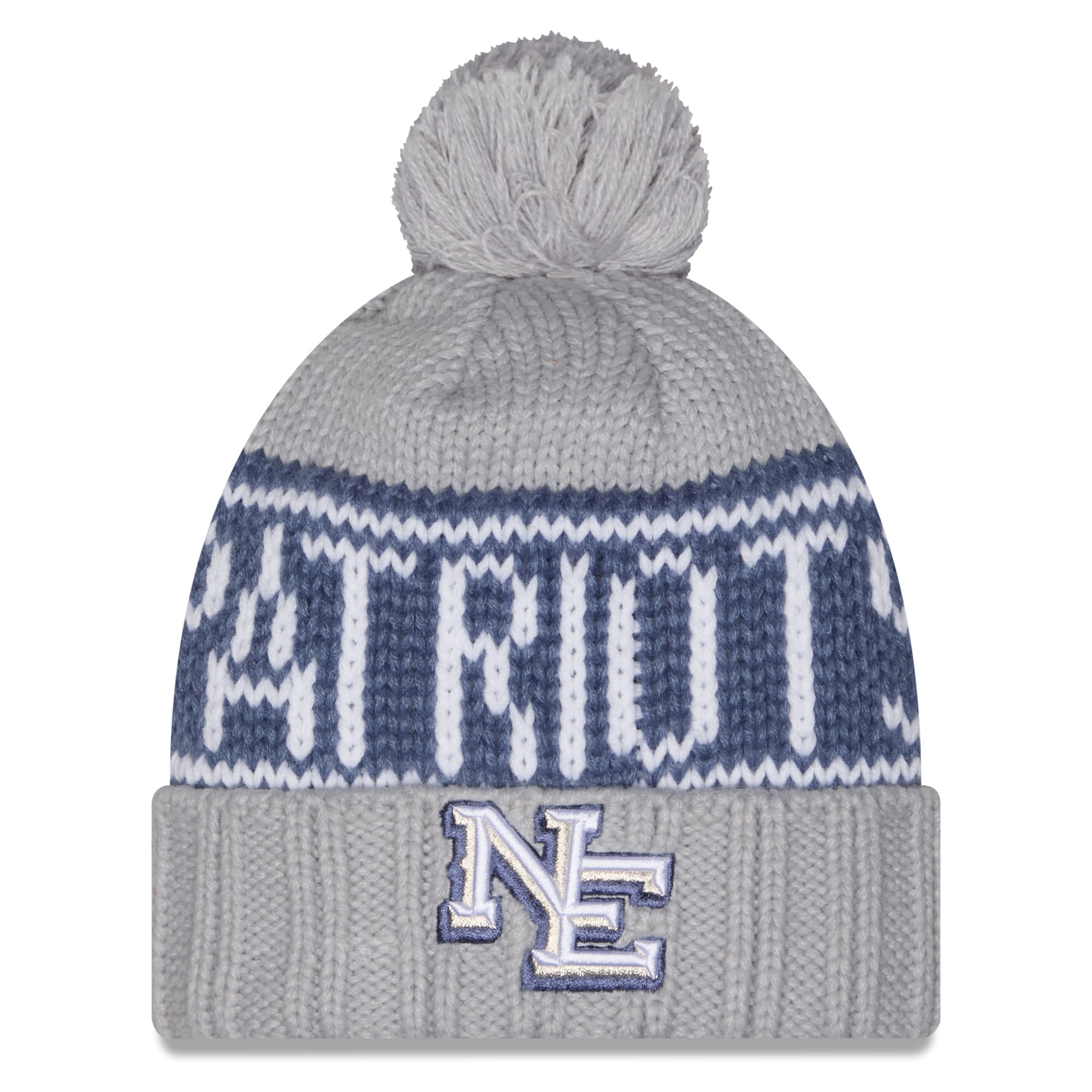 Women's New Era Gray New England Patriots Rivalries Collection Cuffed Knit Hat with Pom