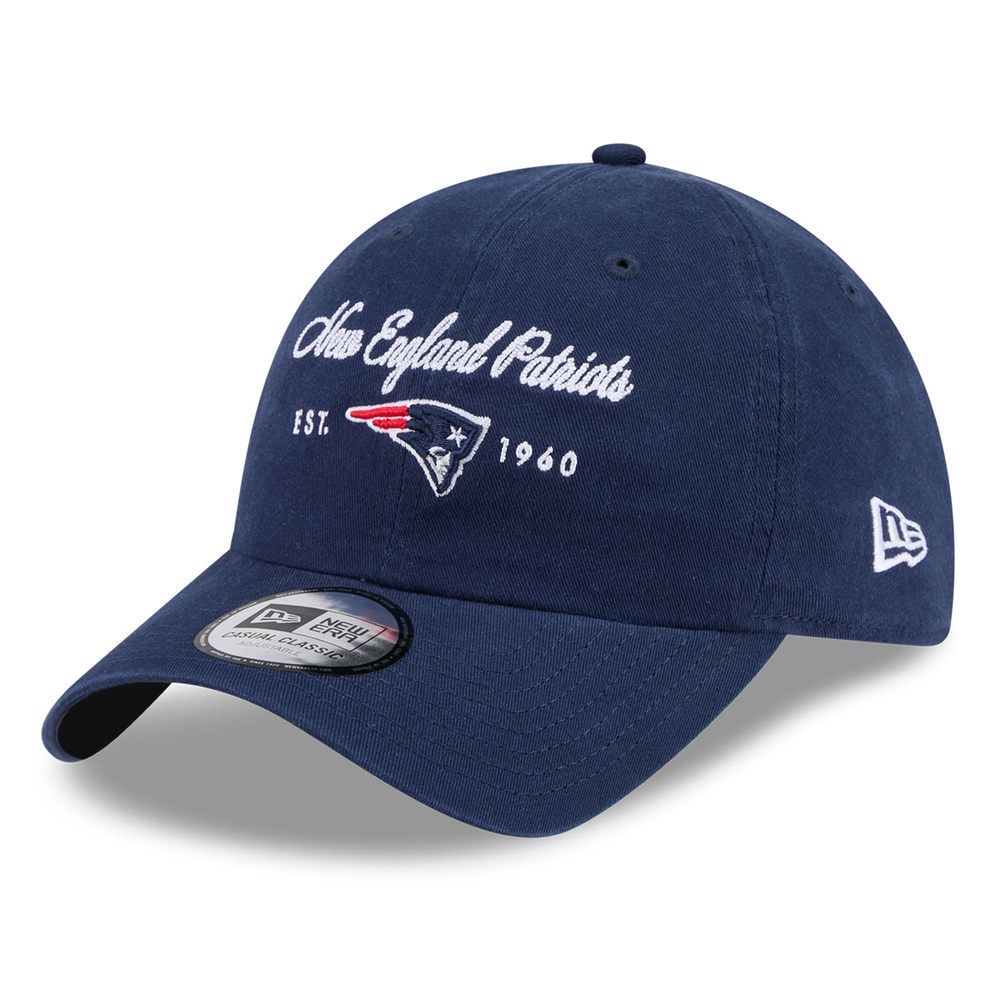 Casquette New Era marine New England Patriots pour femme, style classique décontracté et ajustable