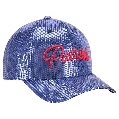 New England Patriots New Era Women's Sequin Script 9FORTY Adjustable Hat - Navy