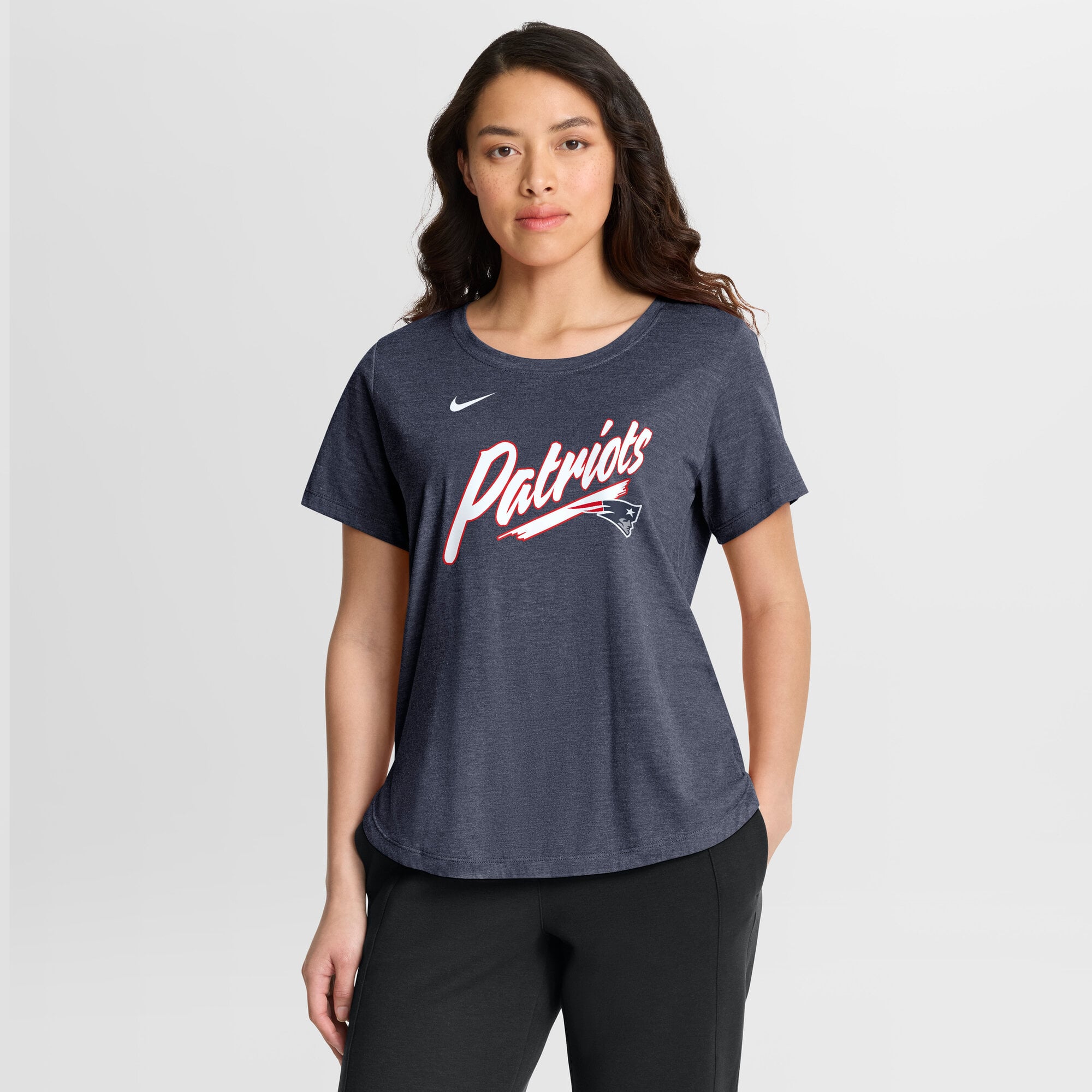 Women's Nike Athletic Heather Navy New England Patriots Lockup Tri-Blend T-Shirt