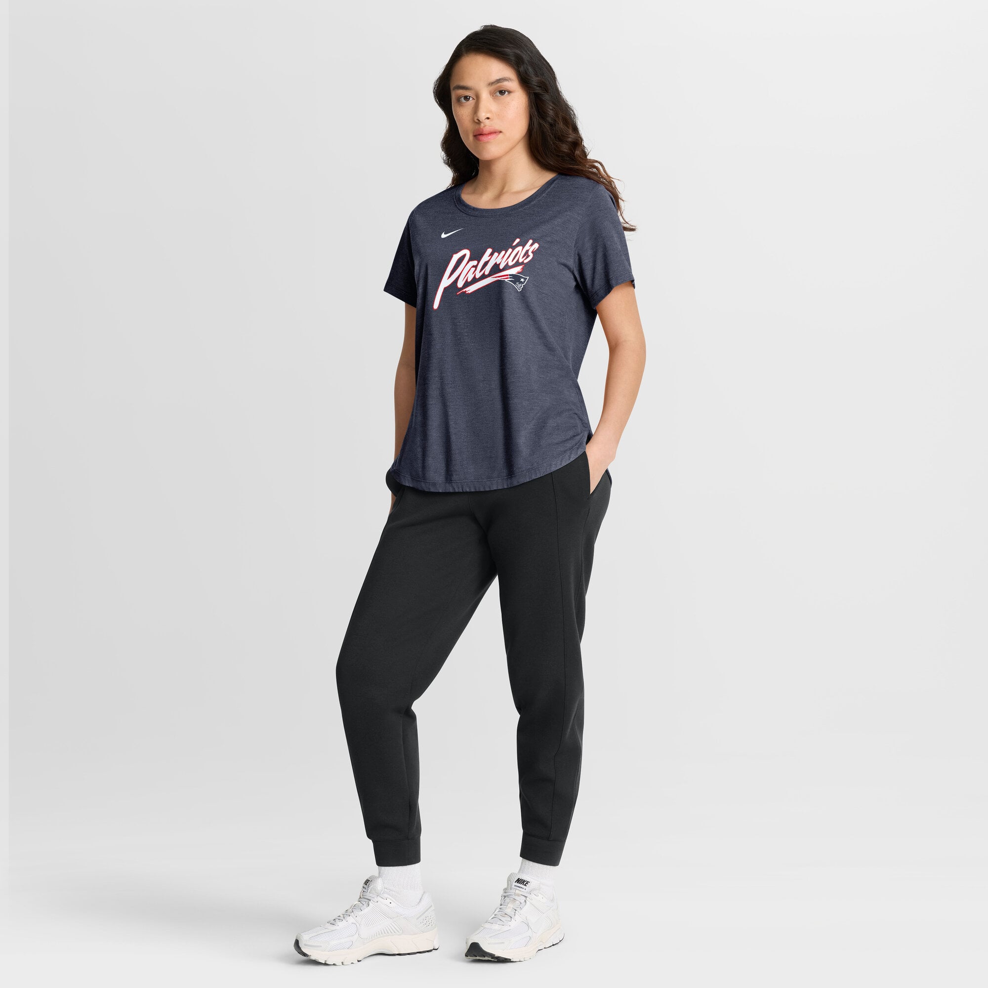 Women's Nike Athletic Heather Navy New England Patriots Lockup Tri-Blend T-Shirt