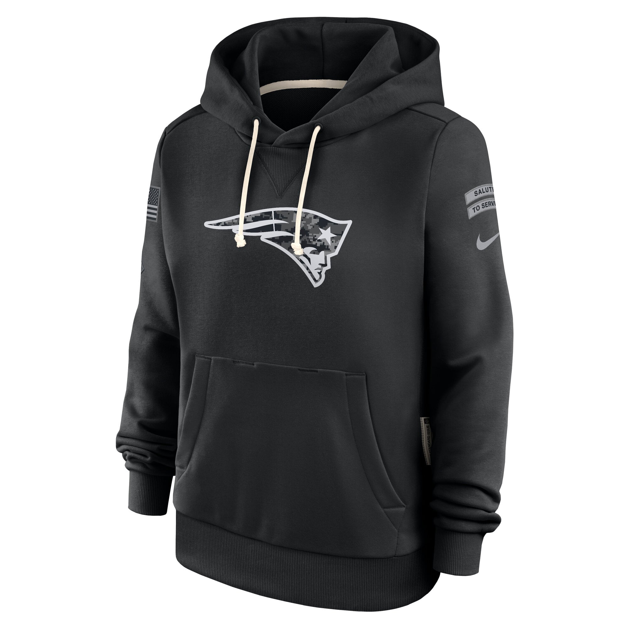 Sweat à capuche Nike noir pour femme New England Patriots 2026 Salute to Service Sideline Dri-FIT