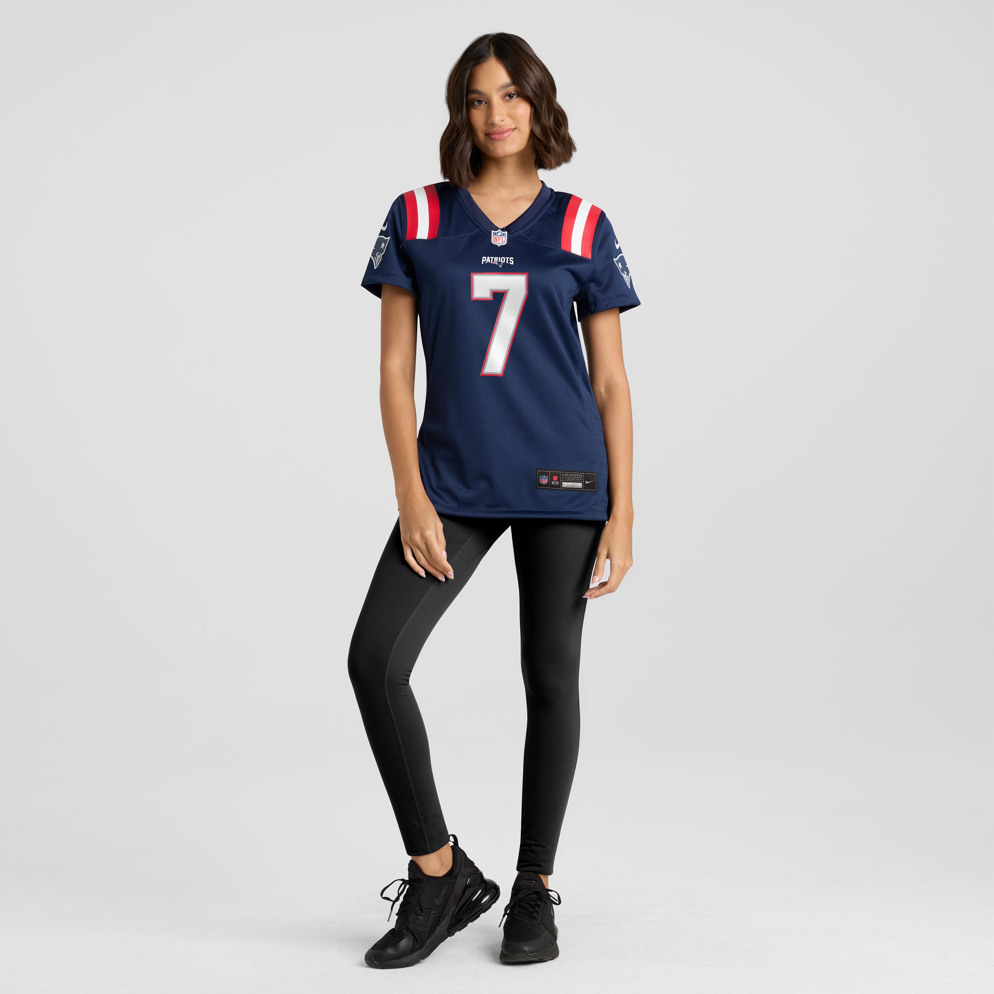 Maillot de match Nike Carlton Davis bleu marine des New England Patriots pour femmes