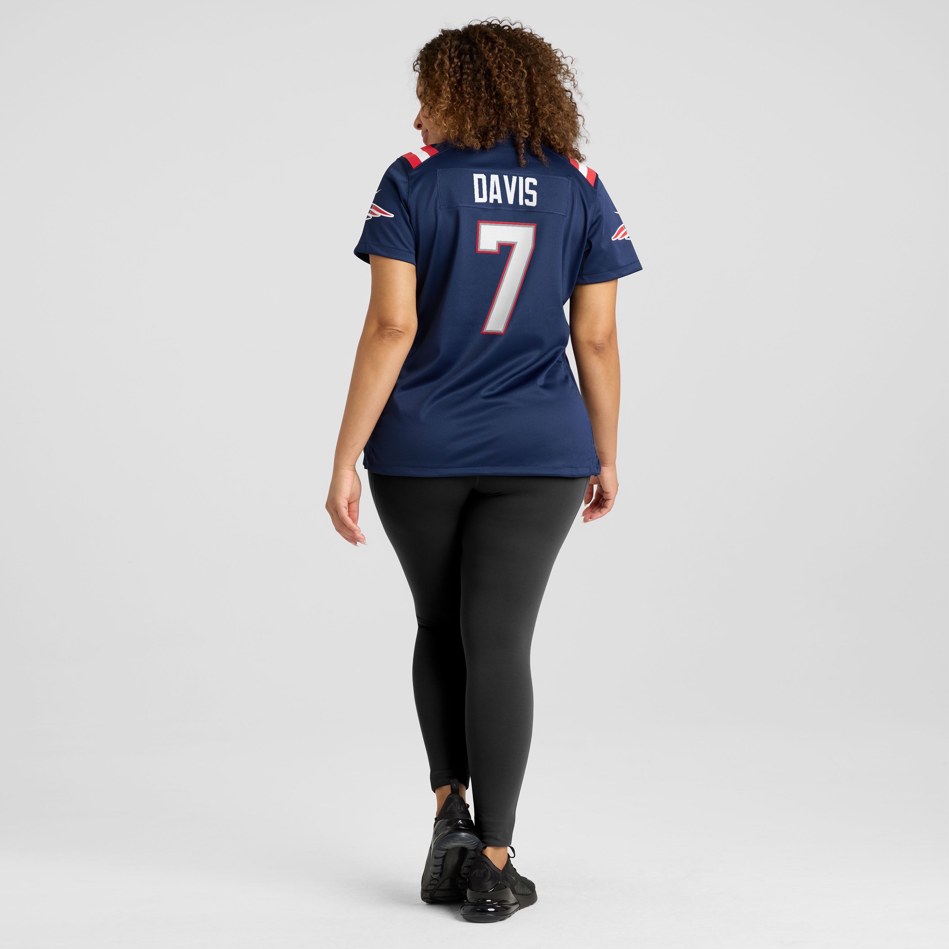 Maillot de match Nike Carlton Davis bleu marine des New England Patriots pour femmes
