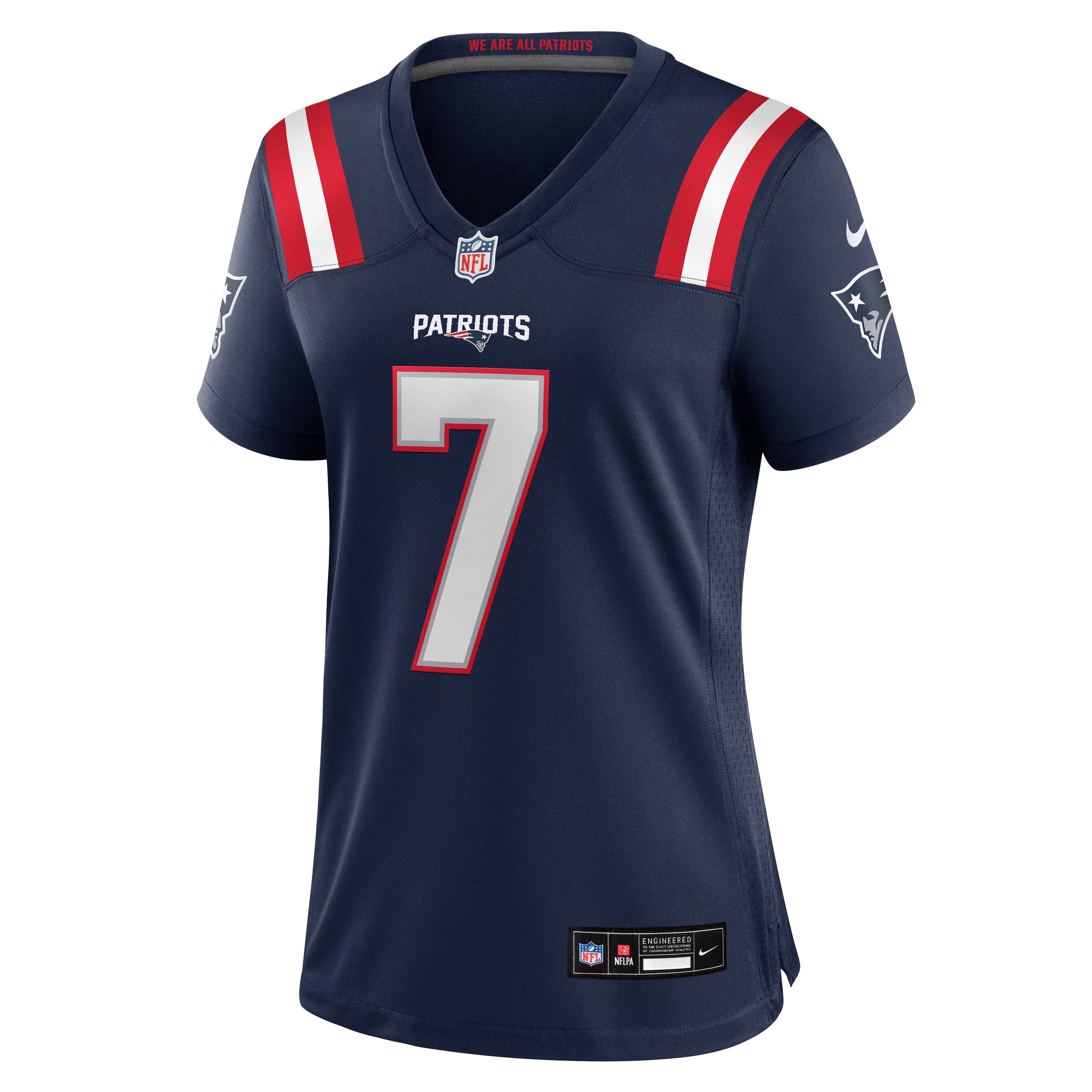 Maillot de match Nike Carlton Davis bleu marine des New England Patriots pour femmes