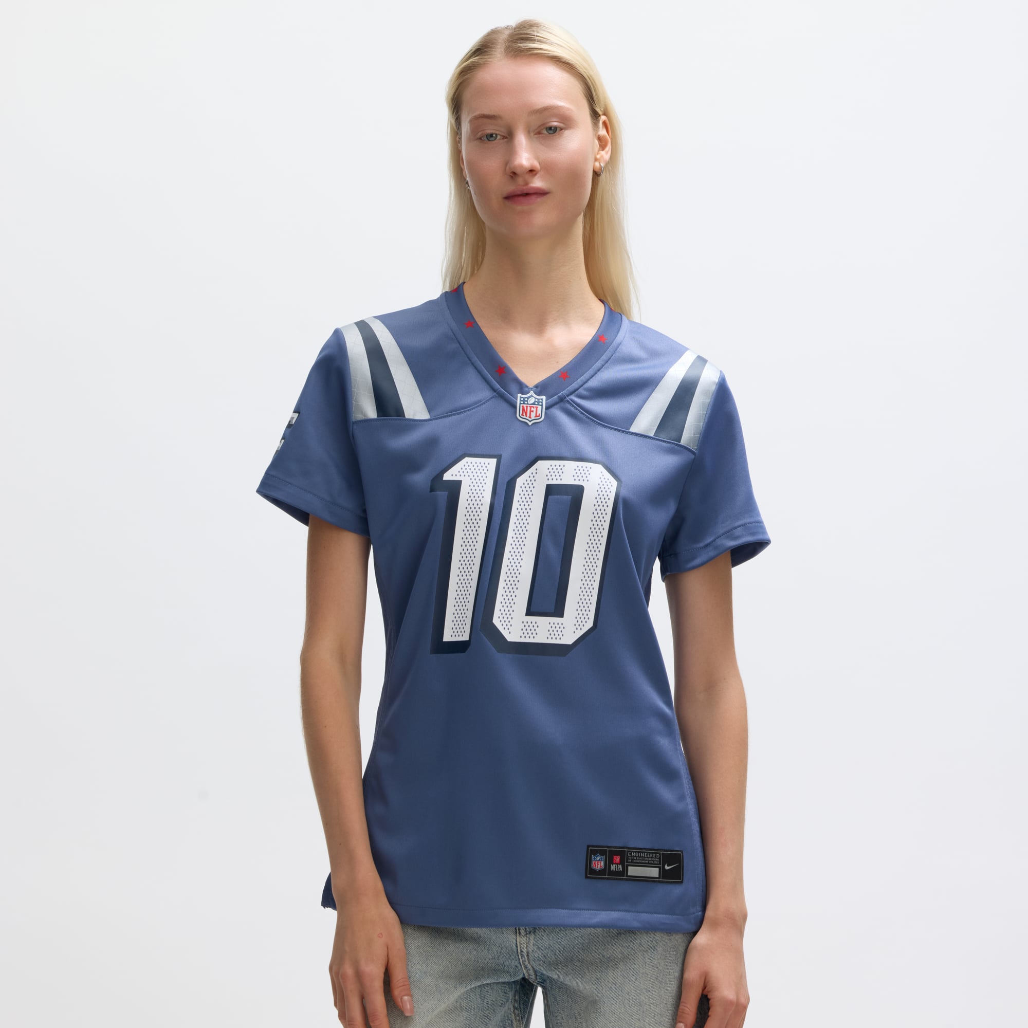 Women's Nike Drake Maye Blue New England Patriots Rivalries Collection Game Jersey
