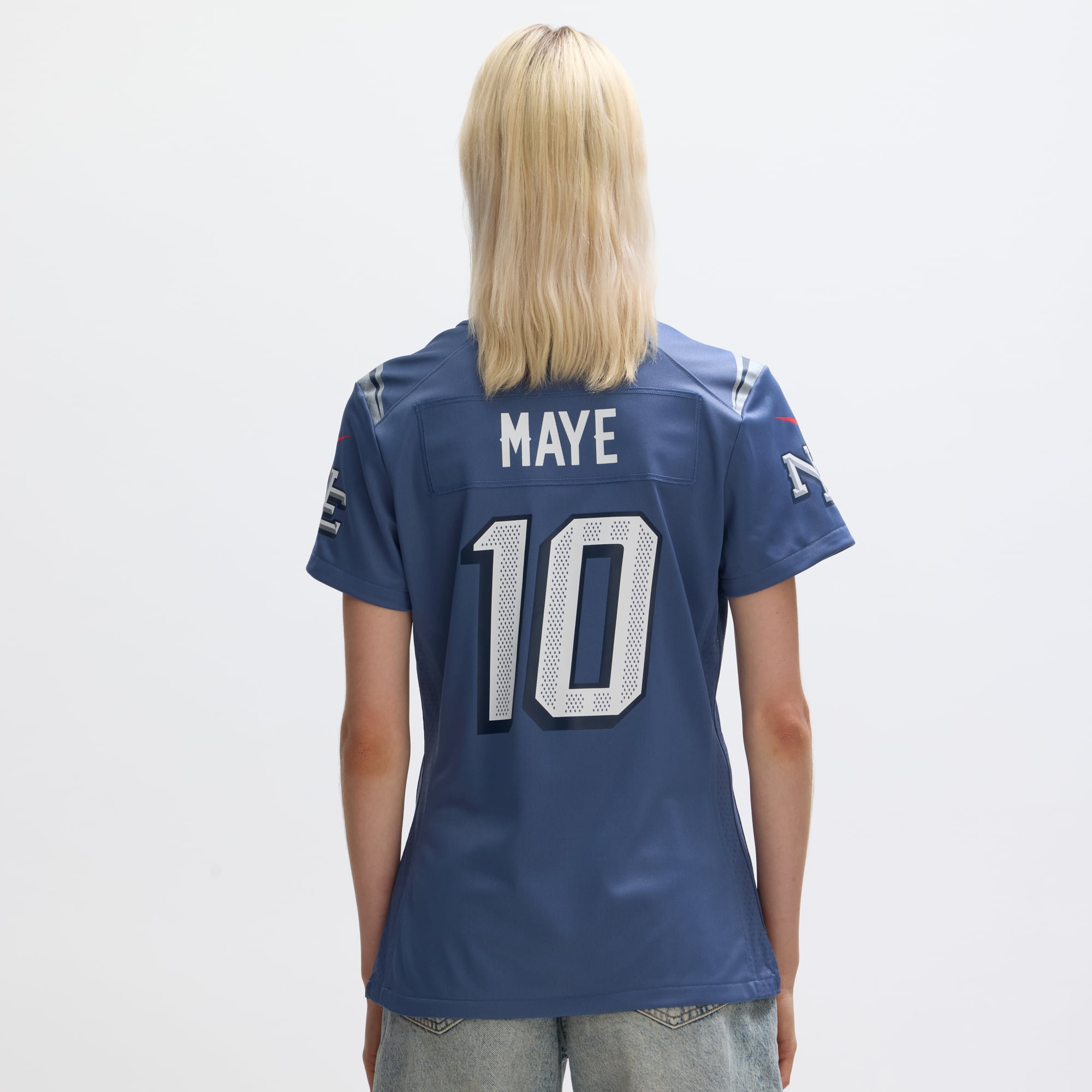 Women's Nike Drake Maye Blue New England Patriots Rivalries Collection Game Jersey