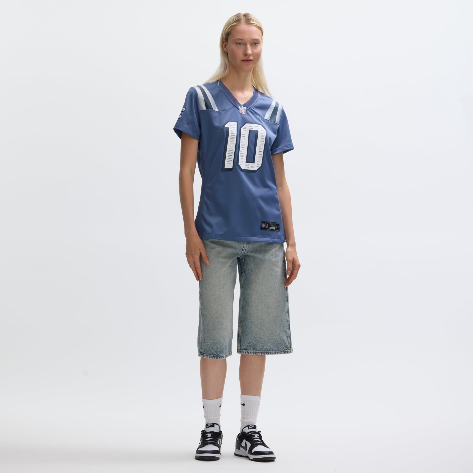Women's Nike Drake Maye Blue New England Patriots Rivalries Collection Game Jersey