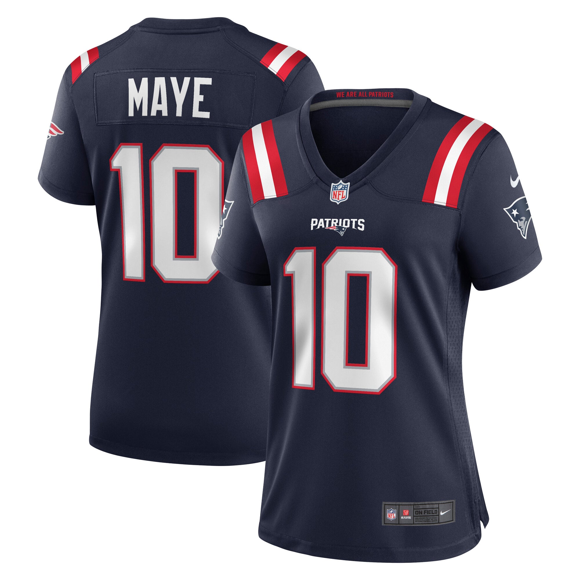 Women's Nike Drake Maye Navy New England Patriots Team Game Jersey