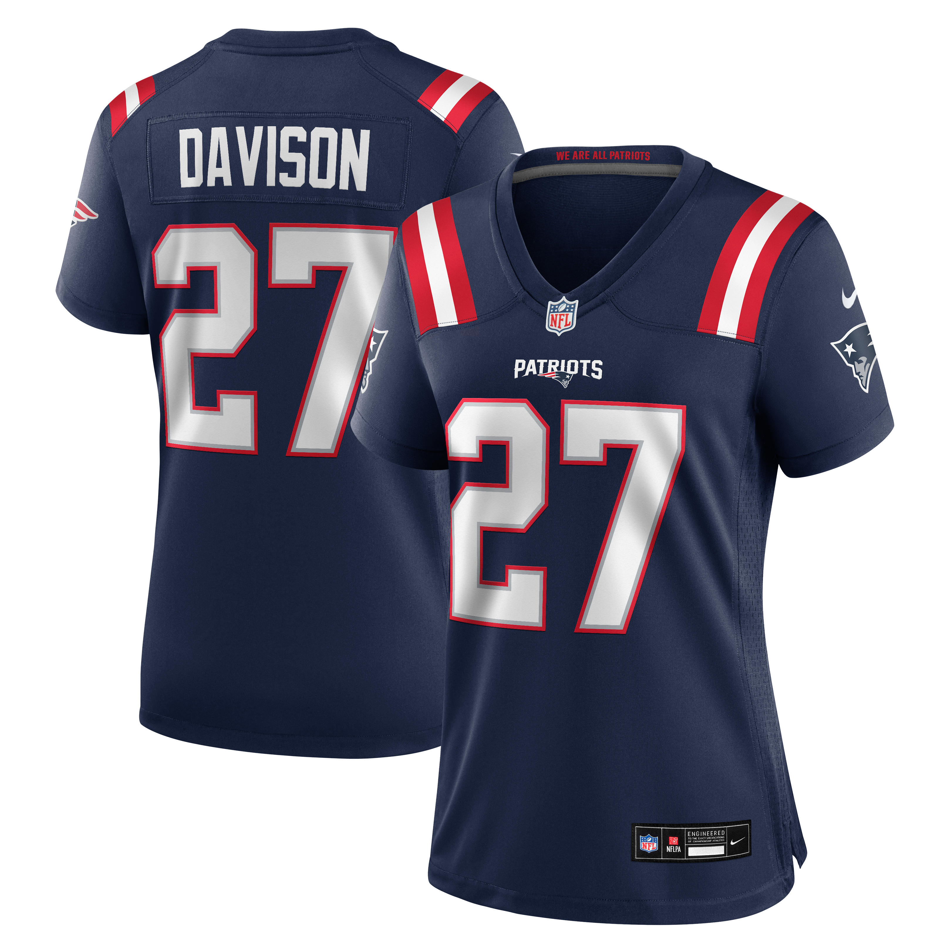 Women's Nike Elliott Davison Navy New England Patriots Team Game Jersey