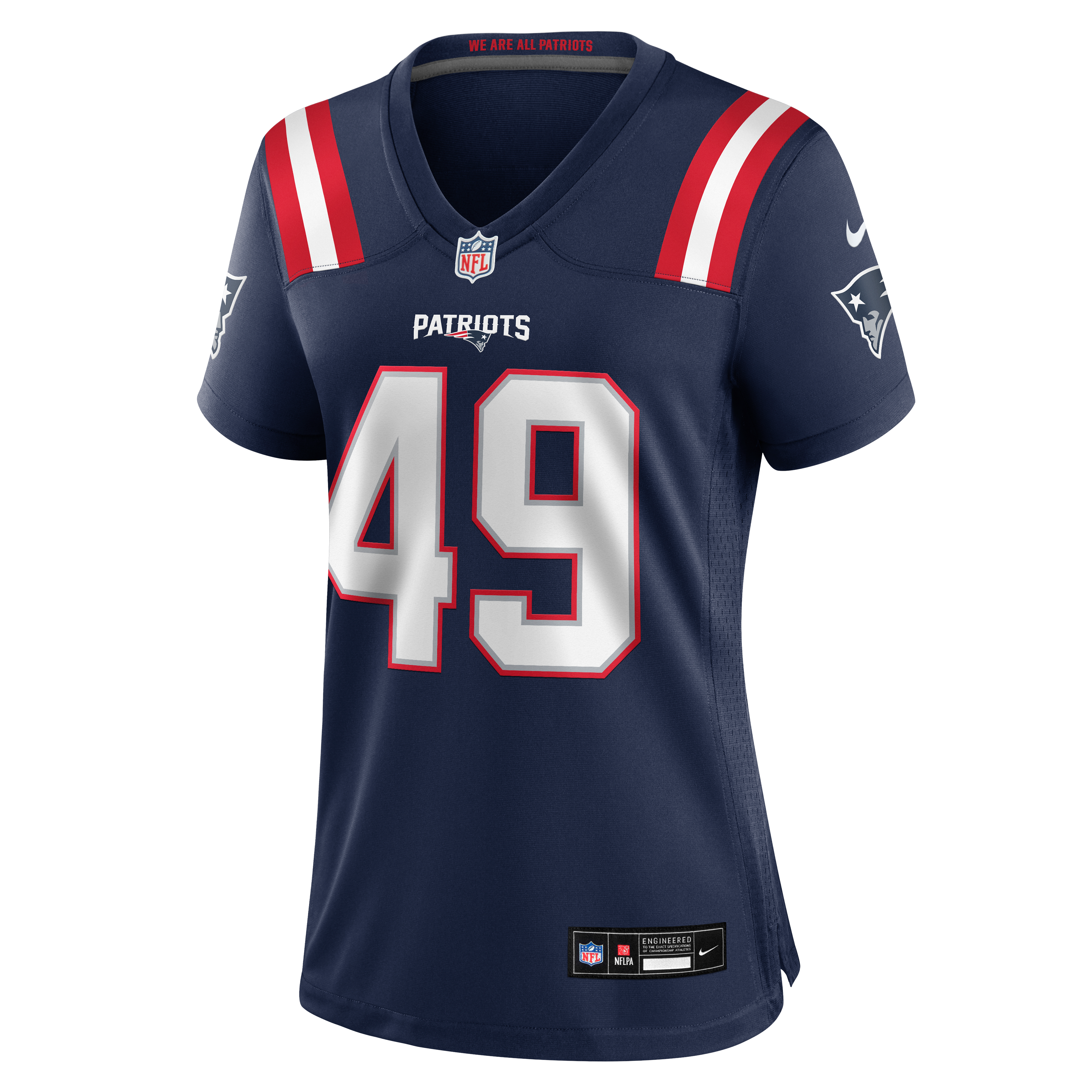 Maillot de match Nike Erick Hunter bleu marine des New England Patriots pour femmes
