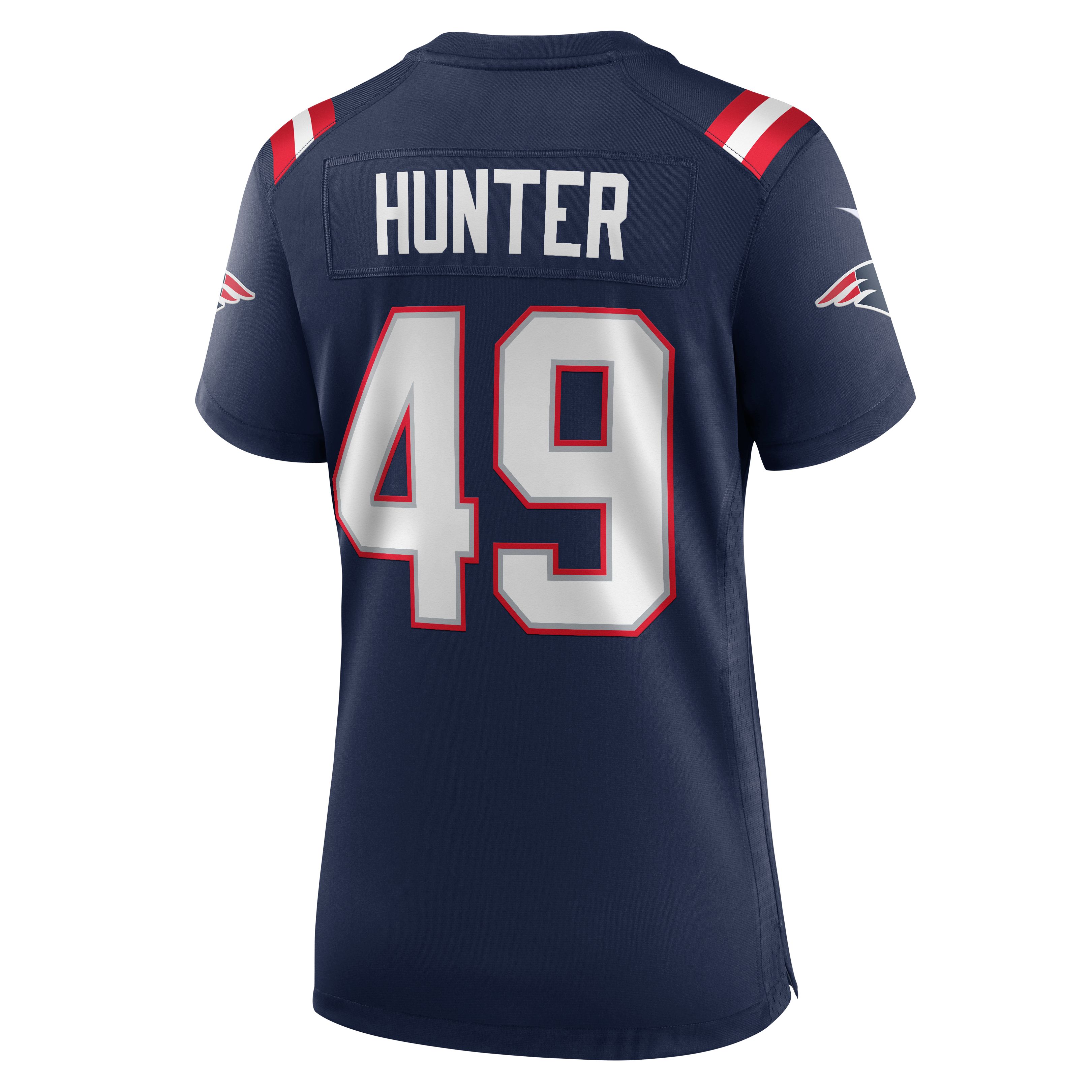 Maillot de match Nike Erick Hunter bleu marine des New England Patriots pour femmes