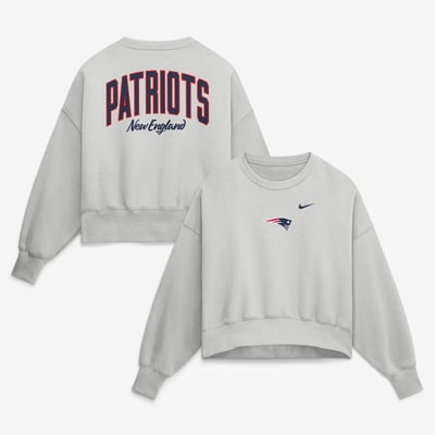 New England Patriots Nike Women's Oversized Phoenix Fleece Sweatshirt - Gray