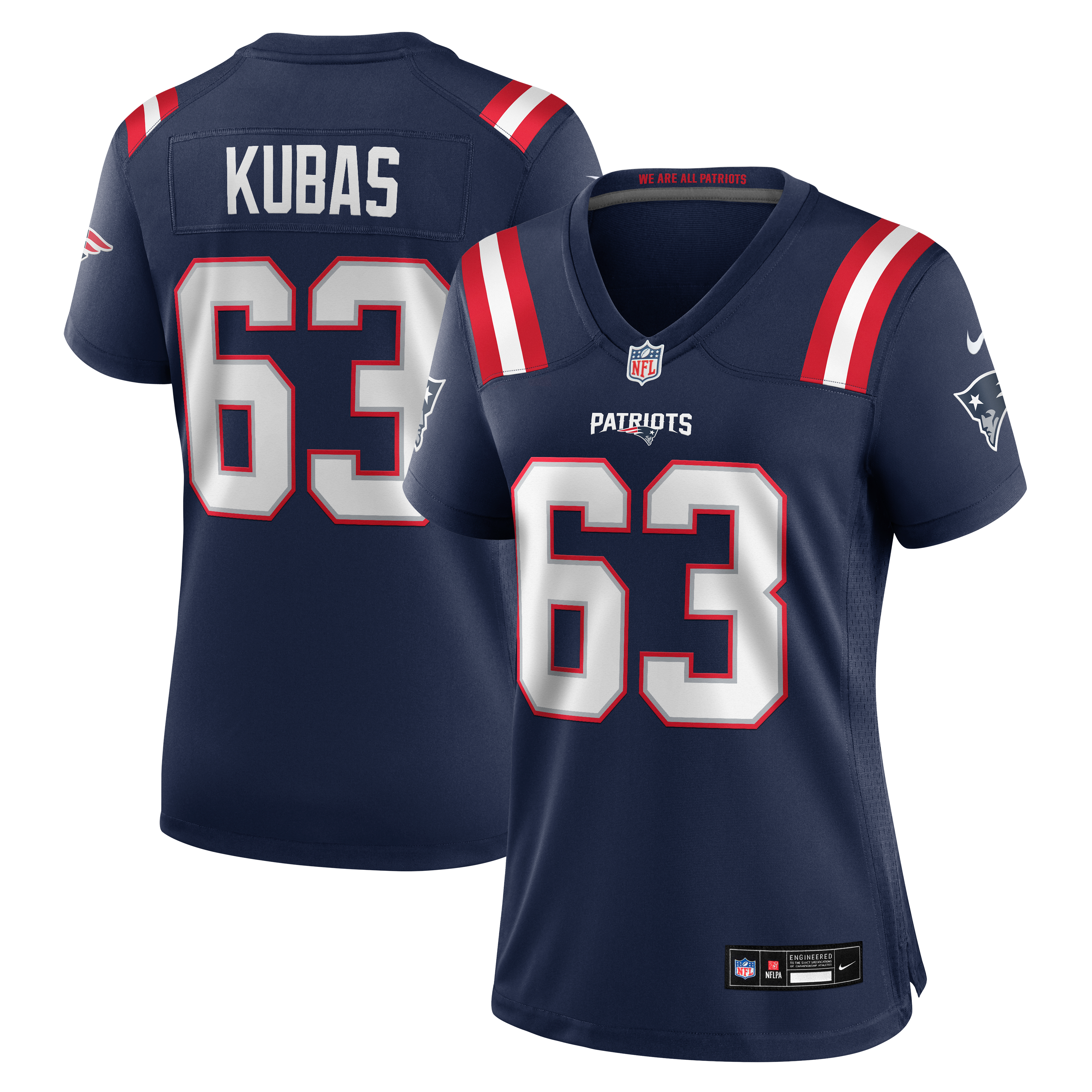 Women's Nike Jake Kubas Navy New England Patriots Team Game Jersey