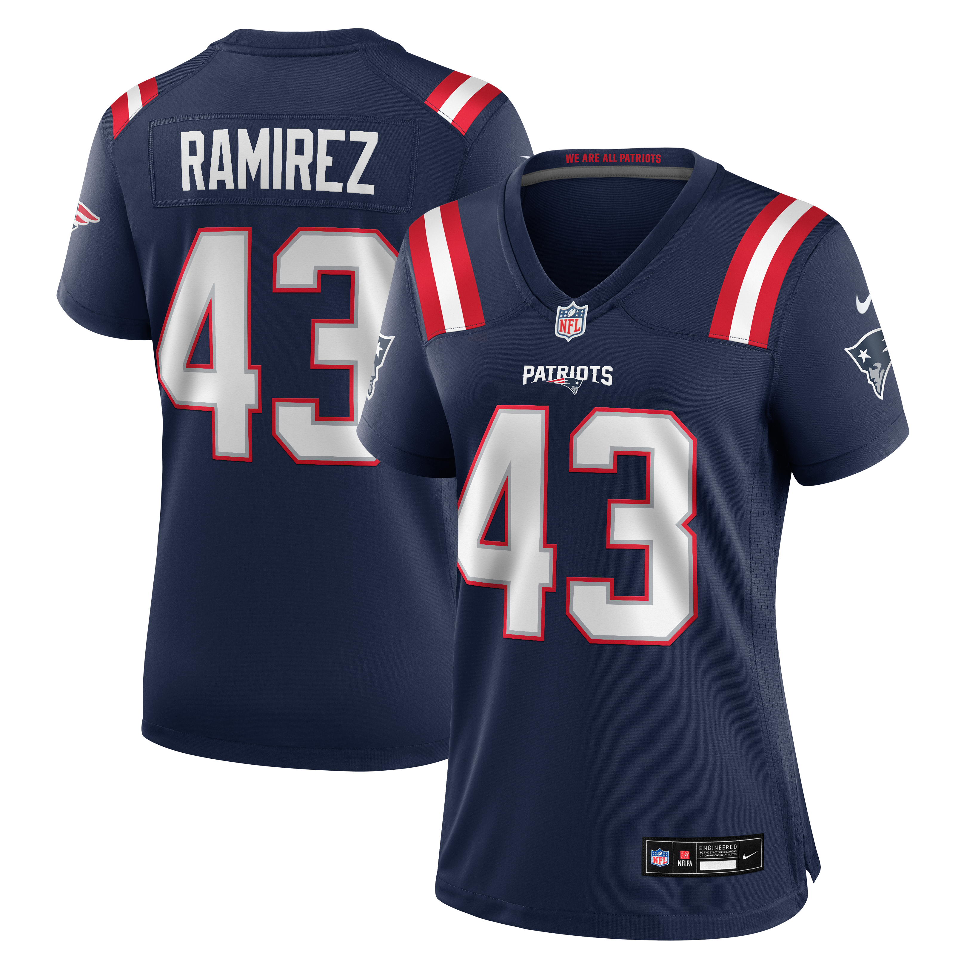 Women's Nike Jose Ramirez Navy New England Patriots Team Game Jersey