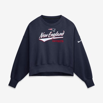 New England Patriots Nike Women's Oversized Phoenix Fleece Sweatshirt - Navy