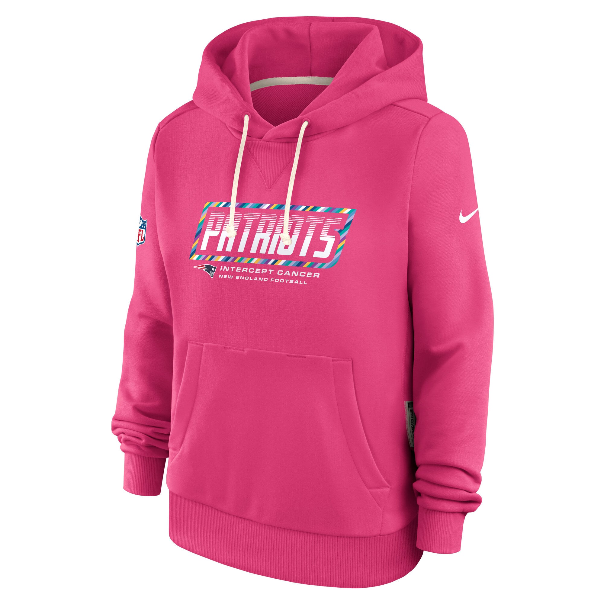 Women's Nike  Pink New England Patriots 2026 NFL Crucial Catch Sideline Standard Issue Dri-FIT Pullover Hoodie