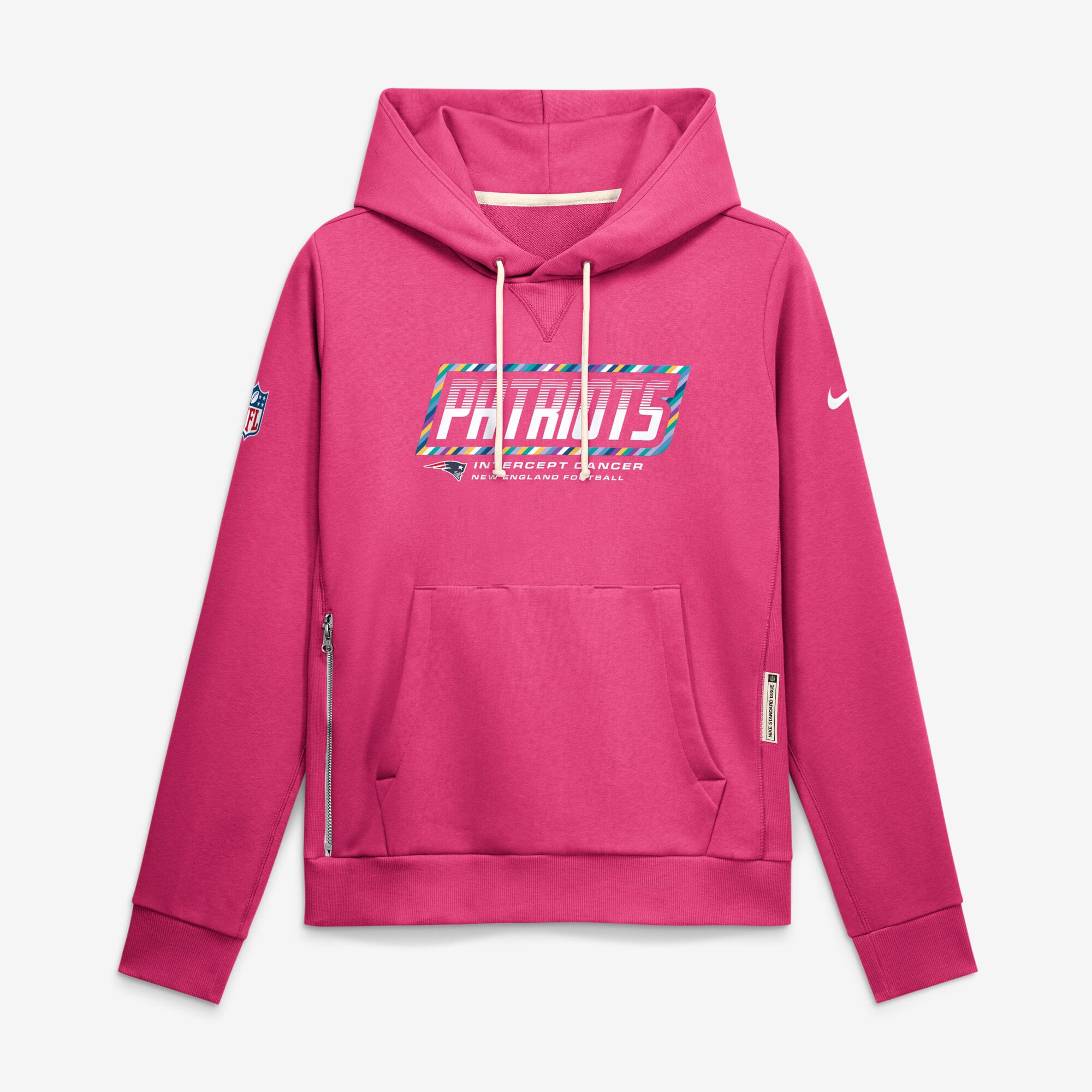 Women's Nike  Pink New England Patriots 2026 NFL Crucial Catch Sideline Standard Issue Dri-FIT Pullover Hoodie