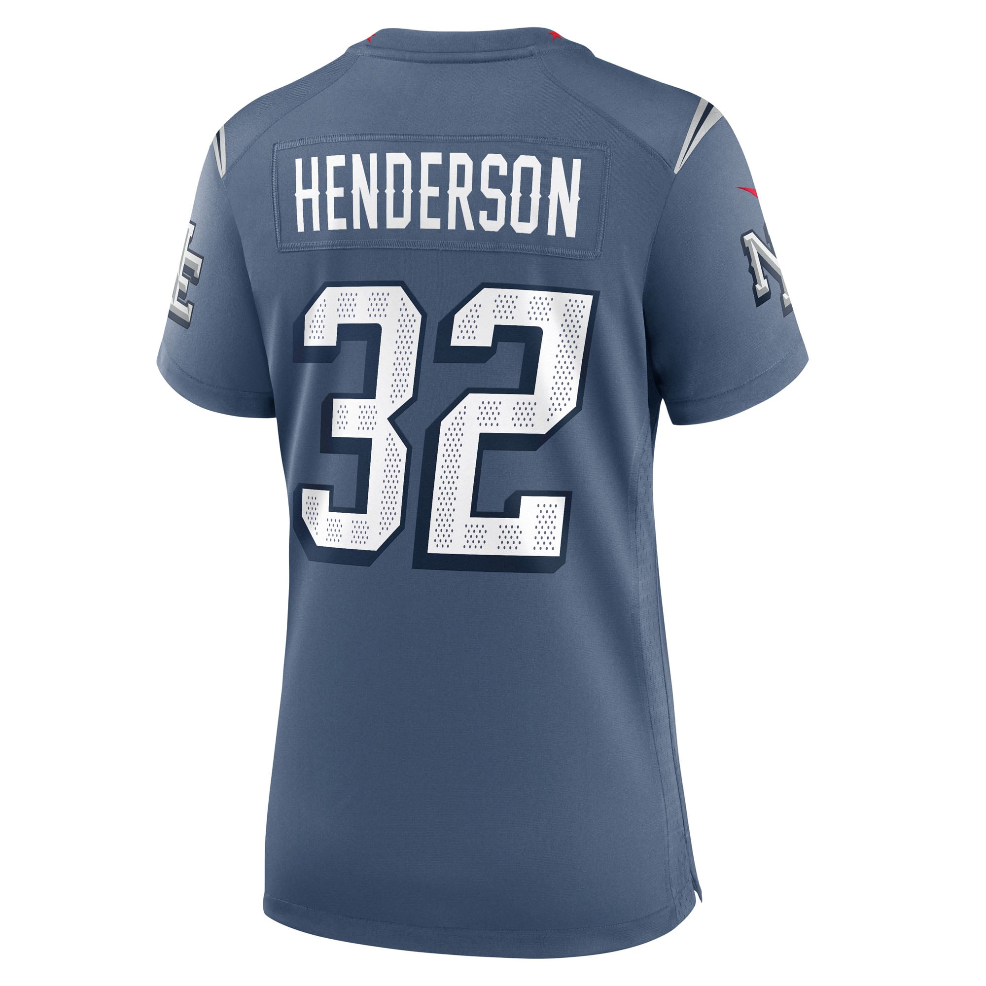 Maillot de match Nike TreVeyon Henderson bleu New England Patriots Rivalries Collection pour femmes