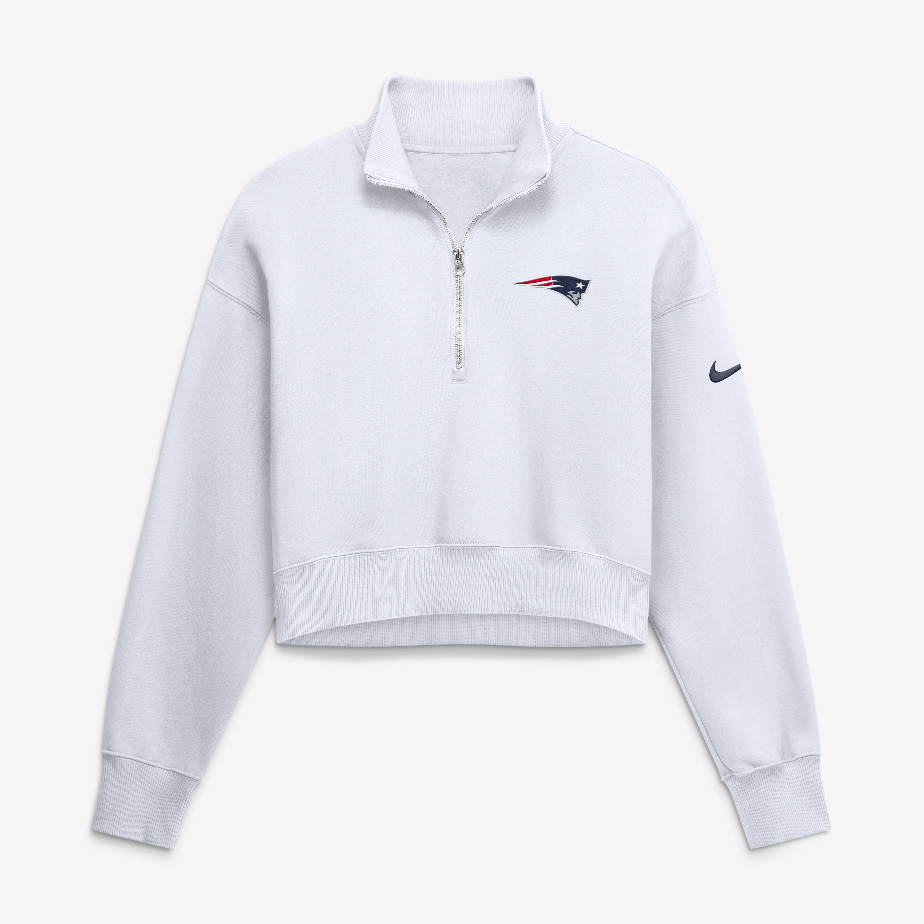 Women's Nike White New England Patriots Oversized Phoenix Fleece Cropped Quarter-Zip Sweatshirt
