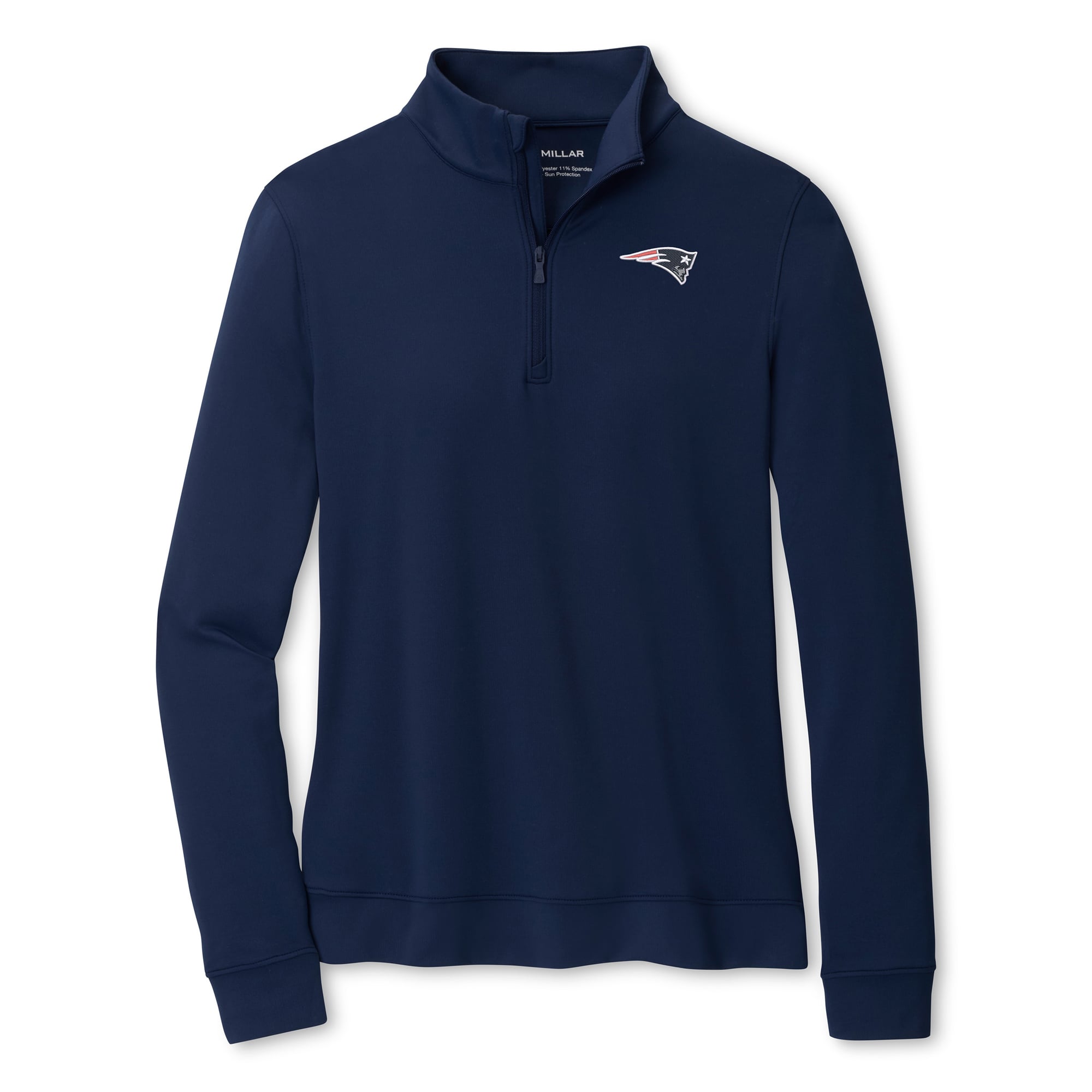 Pull à col zippé Peter Millar bleu marine New England Patriots Perth pour femme