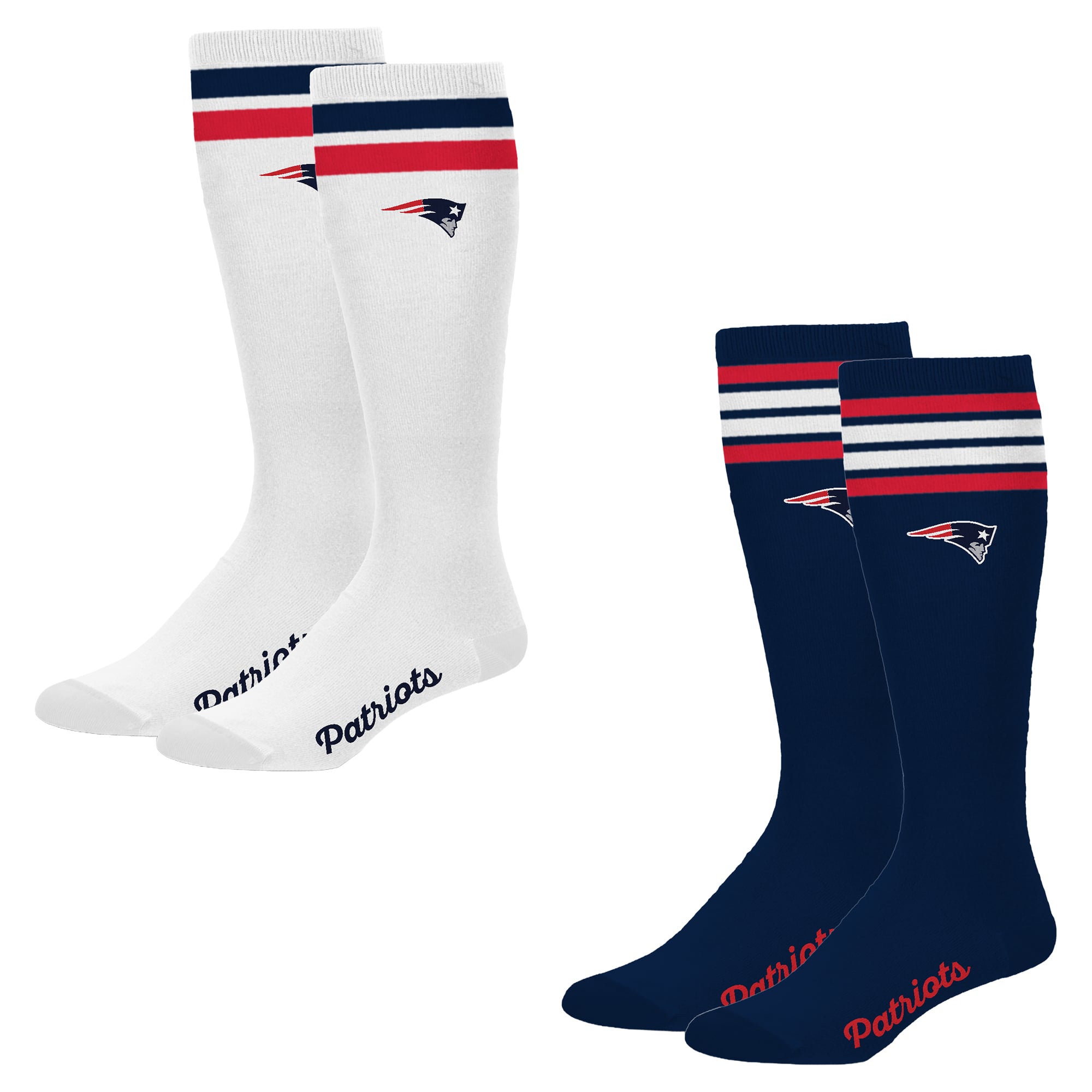 Women's PRO Compression New England Patriots Varsity Stripe Knee-High Compression Socks Two Pack