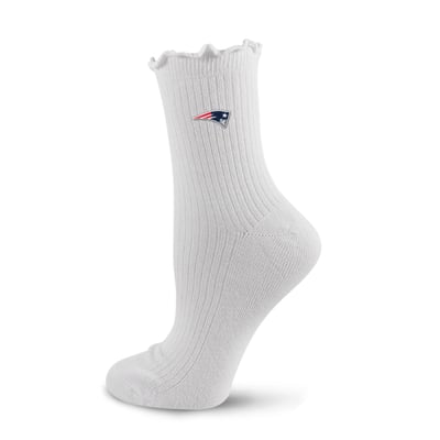  New England Patriots PRO Compression Logo Lettuce Hem Quarter Socks - White