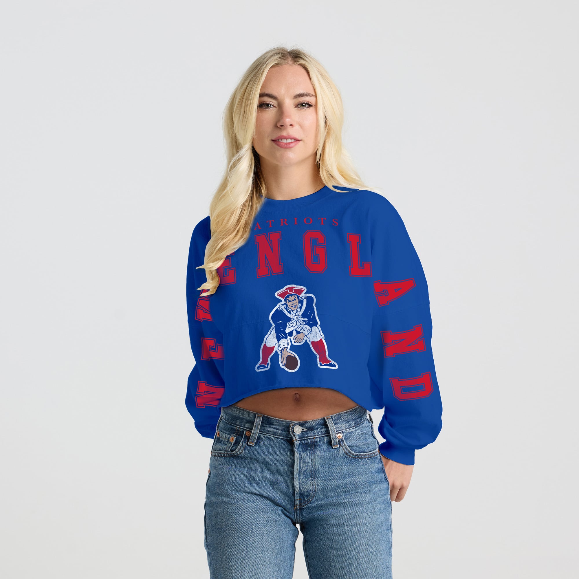 T-shirt court à manches longues Spirit Jersey Royal New England Patriots pour femmes