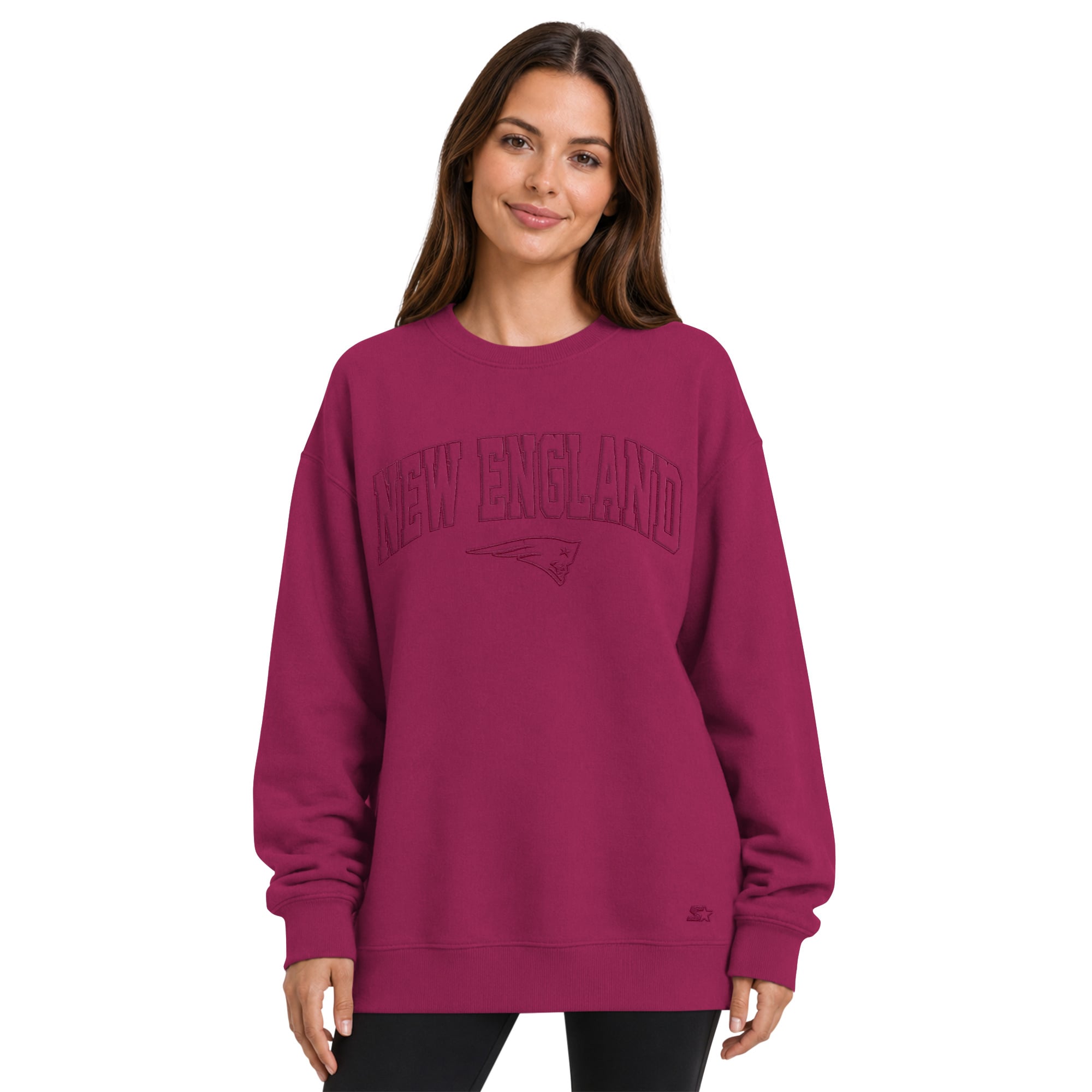 Sweat-shirt oversize en polaire Starter bleu marine pour femme, style athleisure, New England Patriots