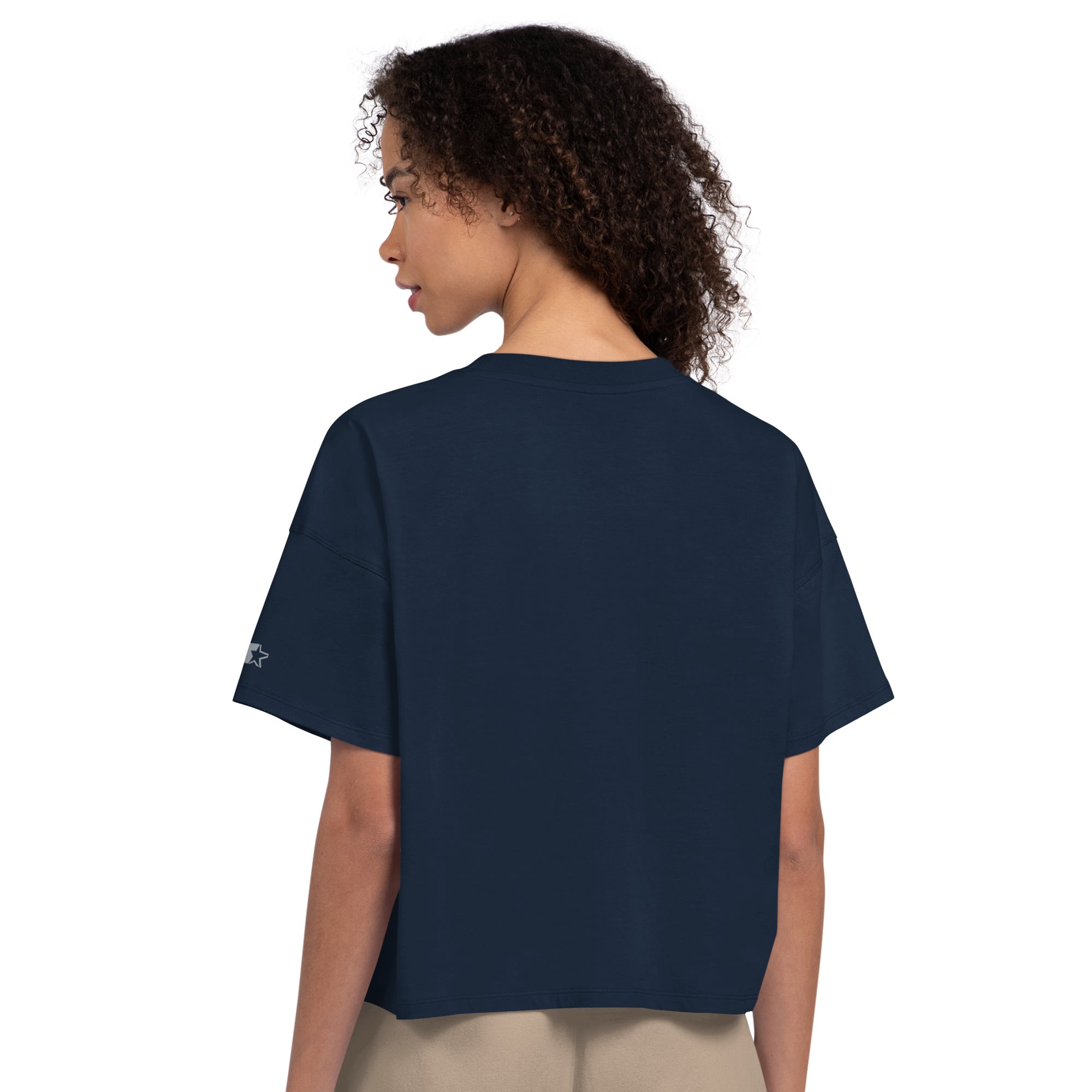 T-shirt court à strass Starter Navy New England Patriots pour femme