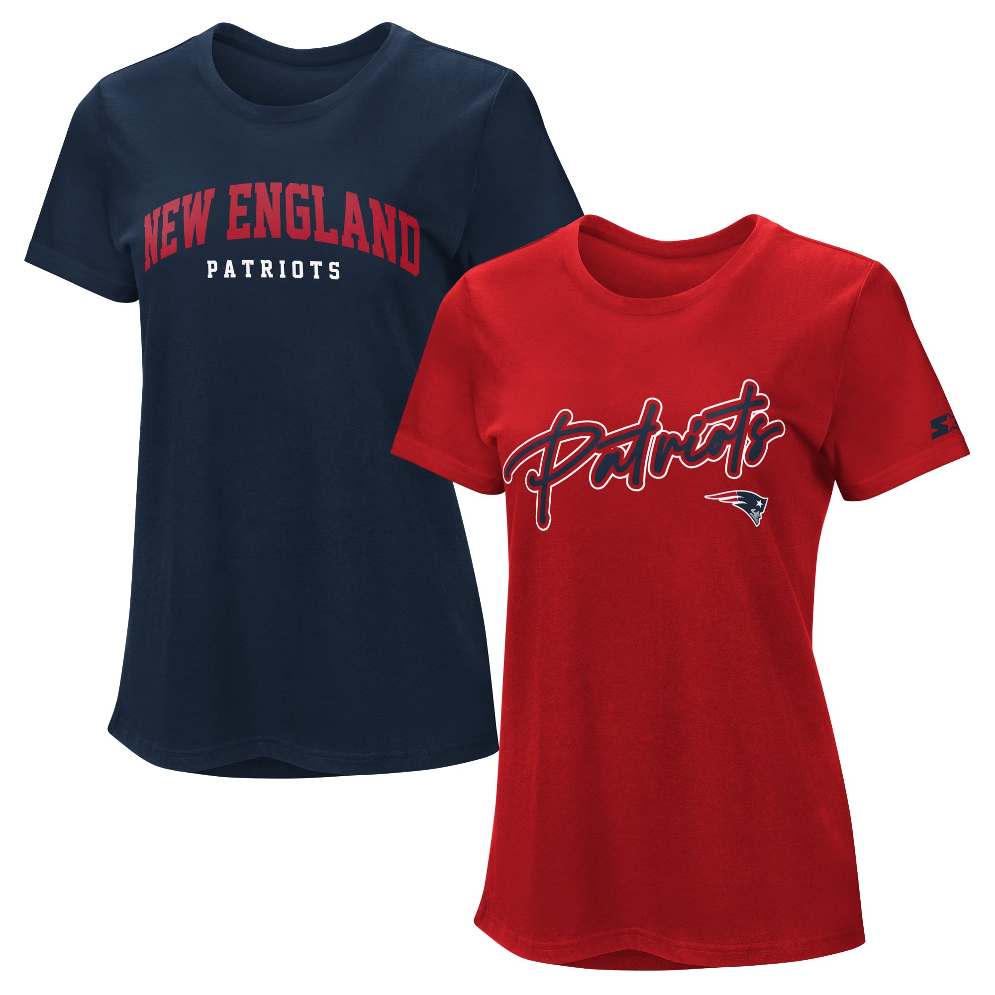Lot de t-shirts Starter pour femmes, bleu marine et rouge, New England Patriots
