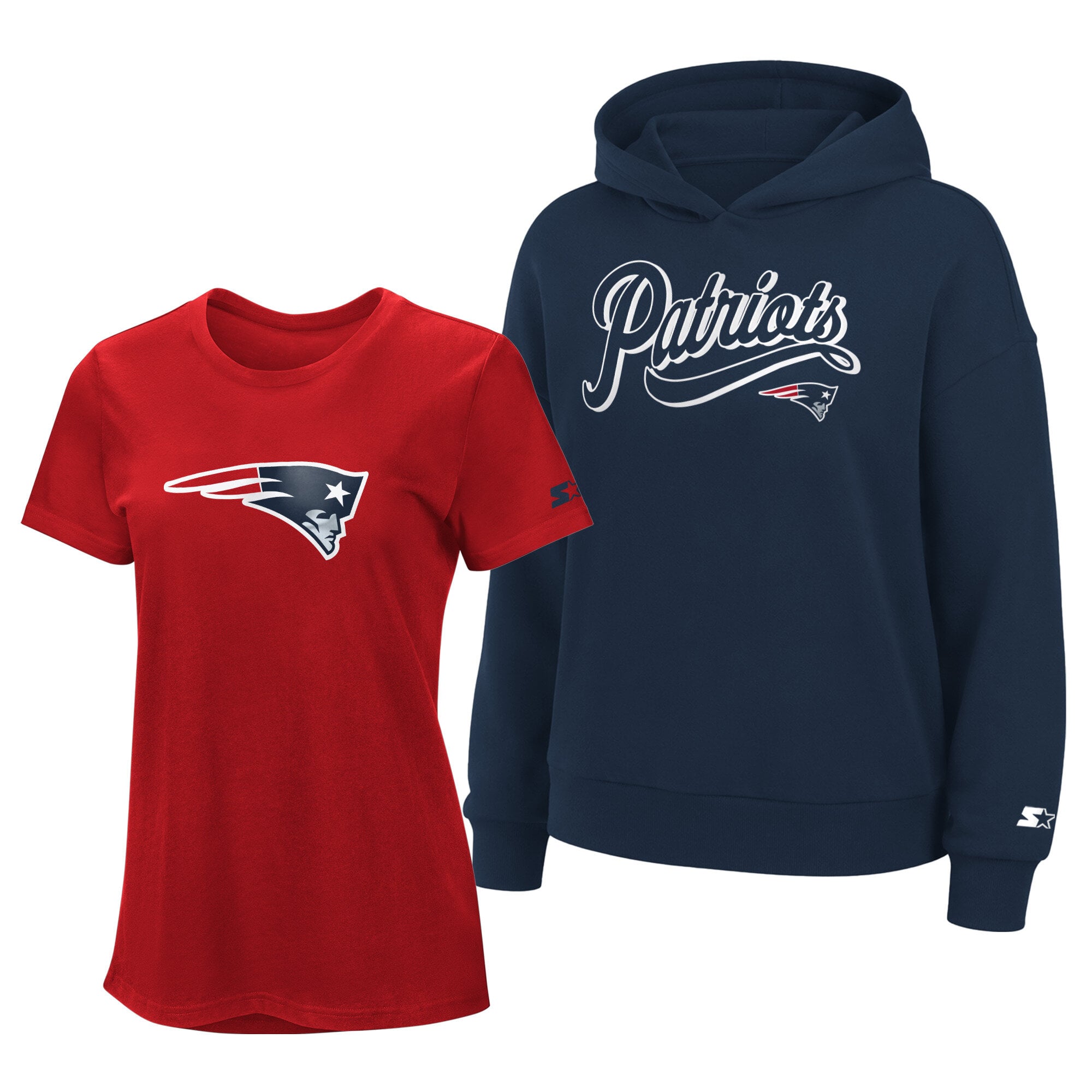Women's Starter  Red/Navy New England Patriots Hoodie & T-Shirt Combo Pack