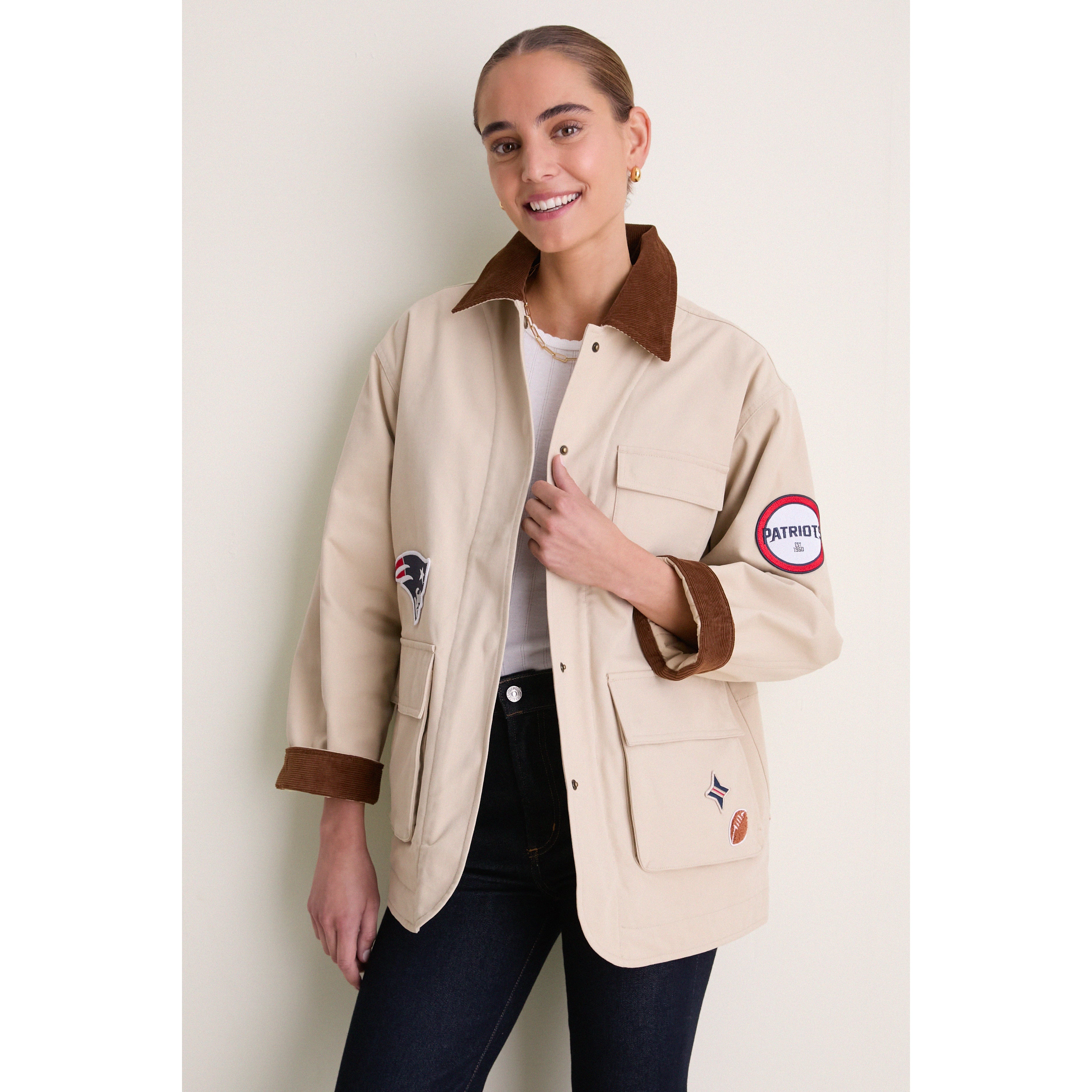 Veste de grange à boutons-pression Tuckernuck Stone New England Patriots pour femmes