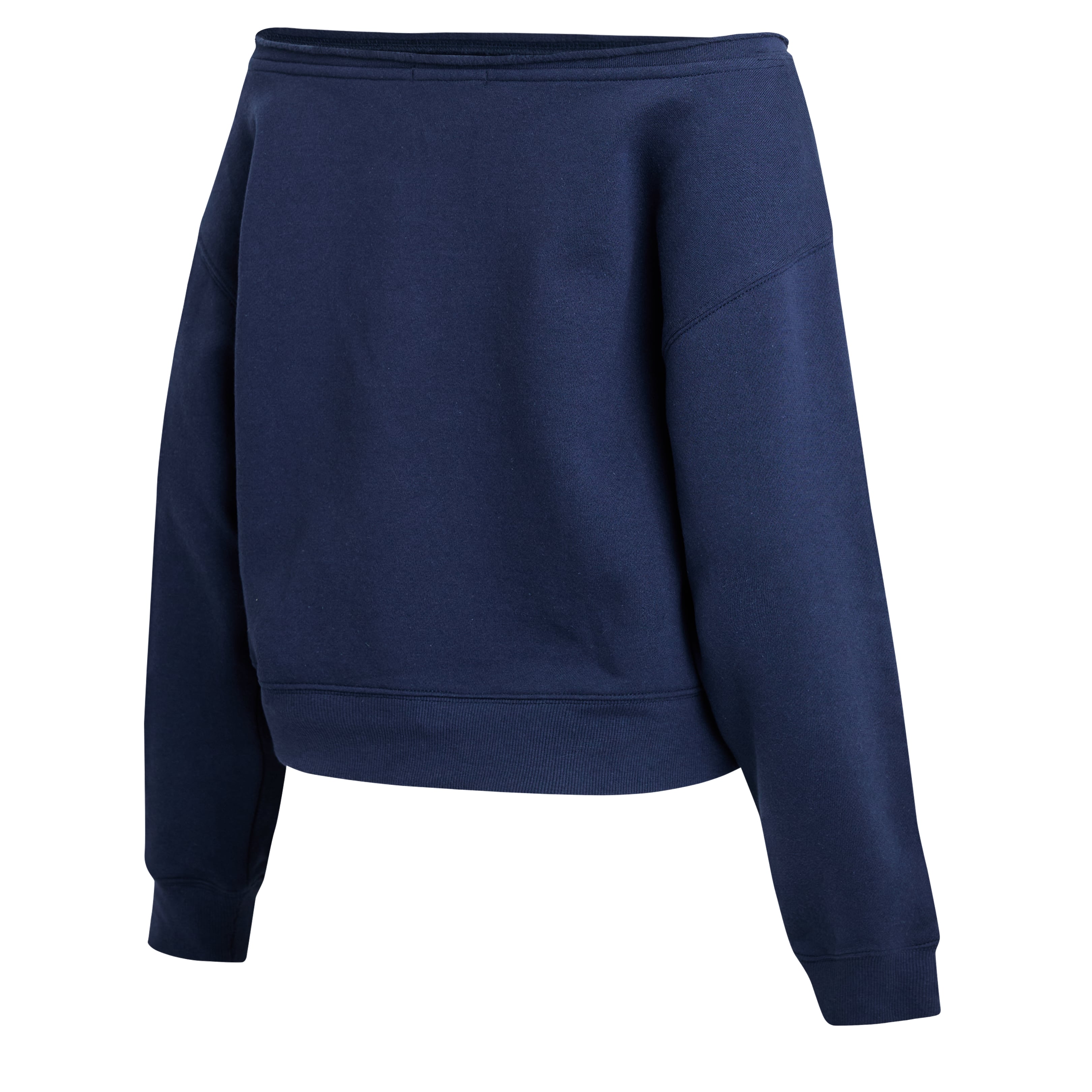 Women's WEAR by Erin Andrews Navy New England Patriots Off-the-Shoulder Sweatshirt