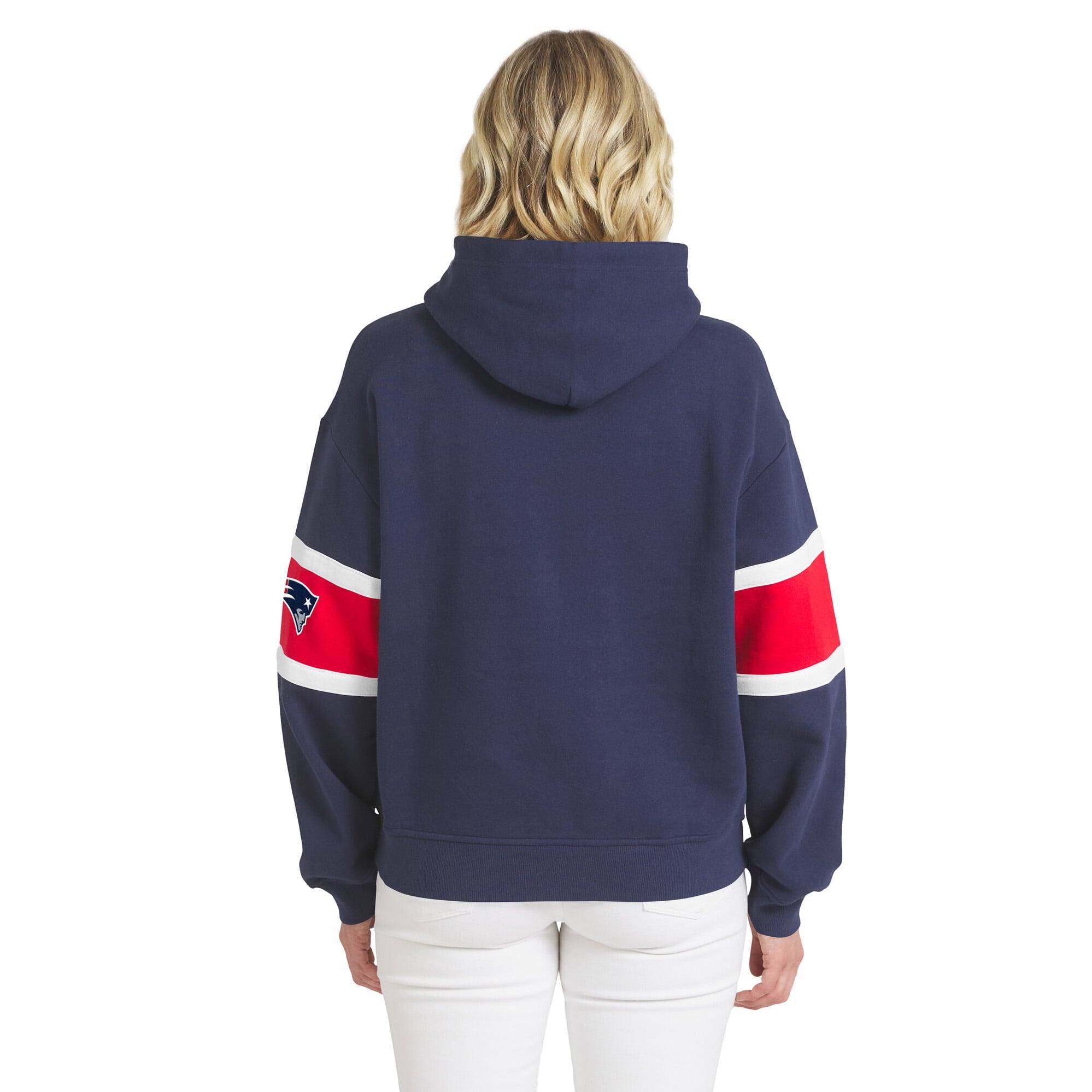 Sweat à capuche rayé bleu marine New England Patriots pour femme de la marque WEAR by Erin Andrews