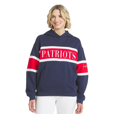  New England Patriots WEAR by Erin Andrews Women's Stripe Hoodie - Navy