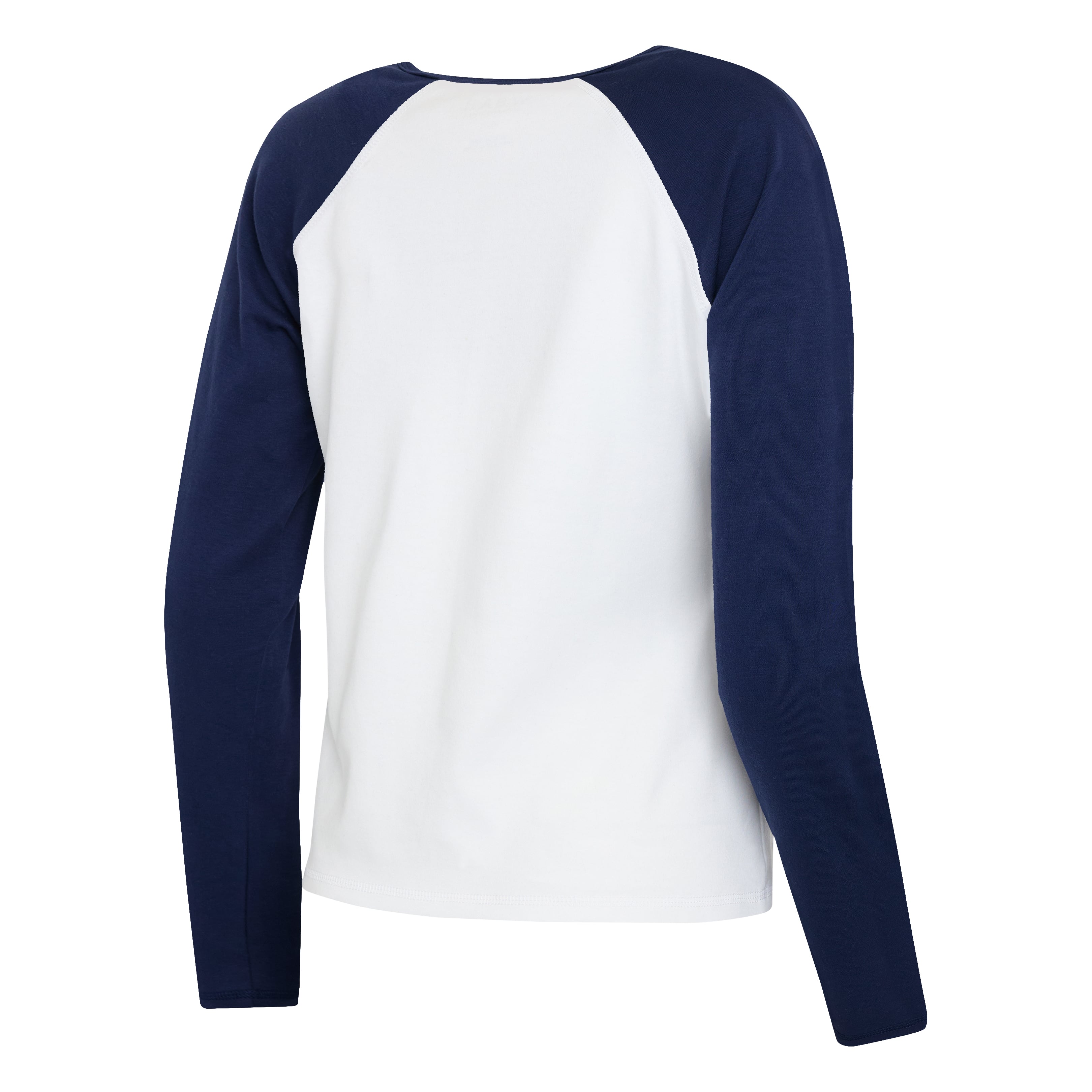 Women's WEAR by Erin Andrews White/Navy New England Patriots Henley Long Sleeve Raglan T-Shirt