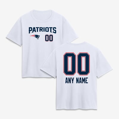 New England Patriots Women's Touchdown Wordmark Personalized Name & Number T-Shirt - White