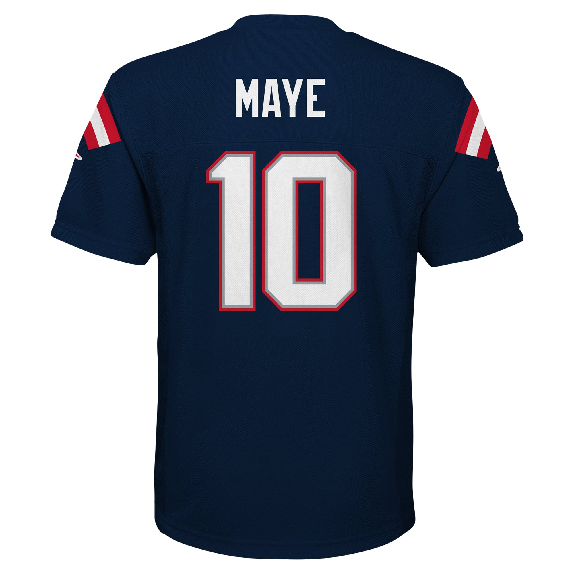Maillot réplique Drake Maye bleu marine des New England Patriots pour jeunes