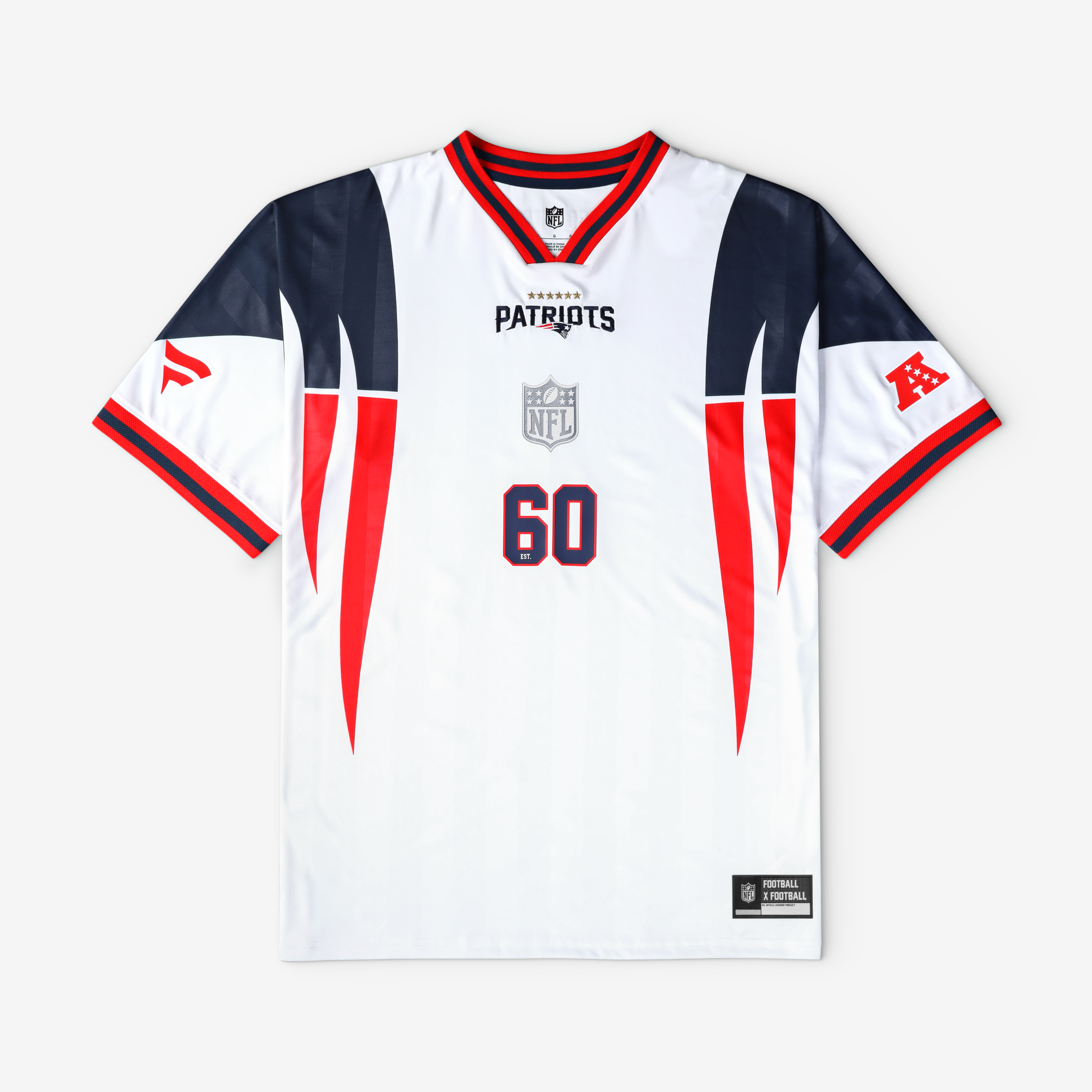 Youth Fanatics White New England Patriots Football x V-Neck Fan Top