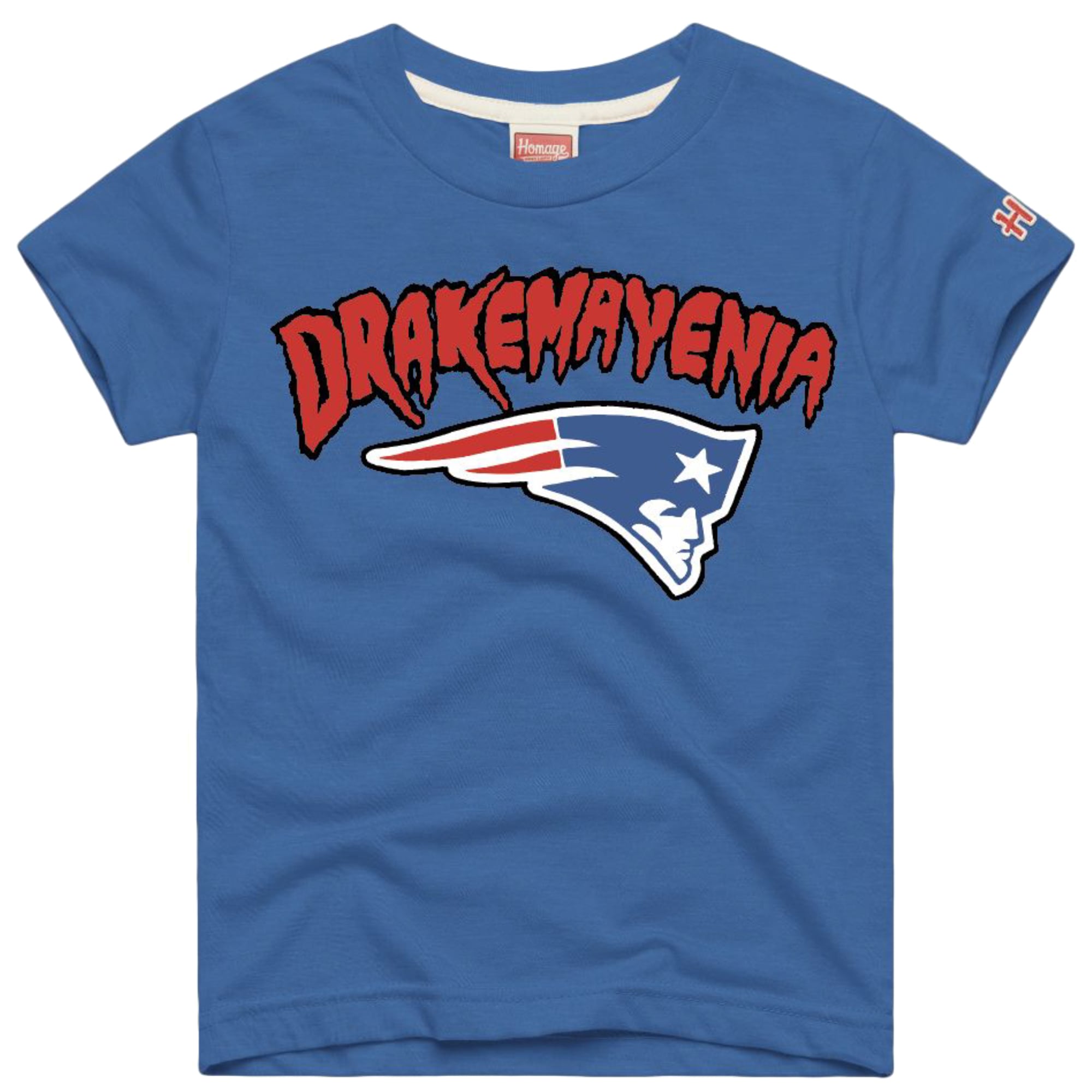 Youth Homage Drake Maye Royal New England Patriots  Drakeamayenia Tri-Blend T-Shirt