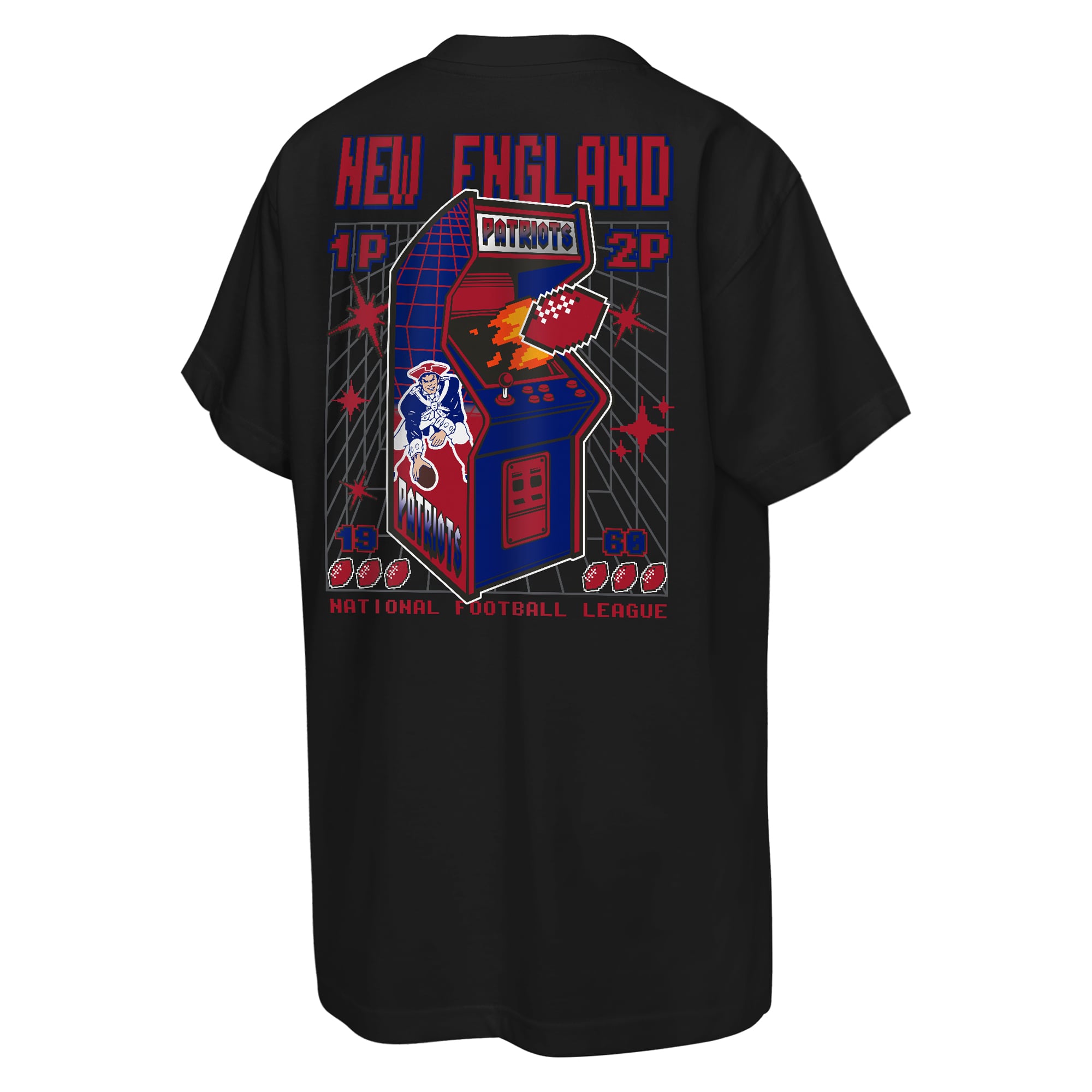 T-shirt rétro arcade Mitchell & Ness noir pour jeunes, motif New England Patriots