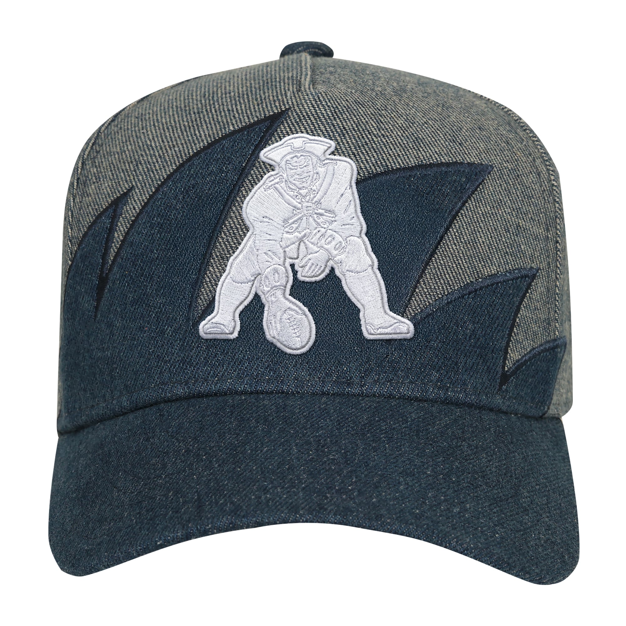 Youth Mitchell & Ness Denim New England Patriots Sharktooth Pro Pinch Adjustable Hat
