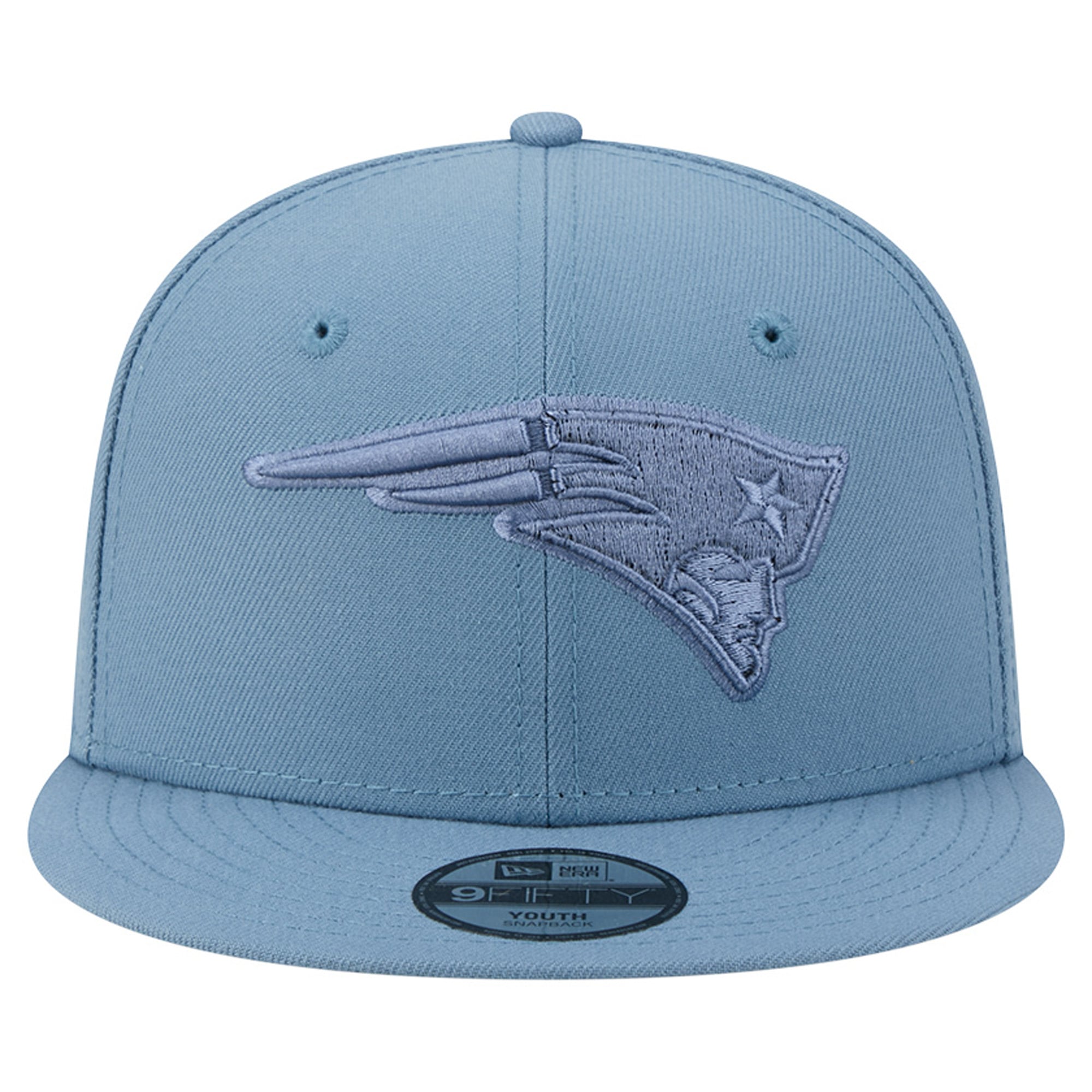 Casquette snapback New Era 9FIFTY bleue pour jeunes, coloris New England Patriots, modèle A-Frame.