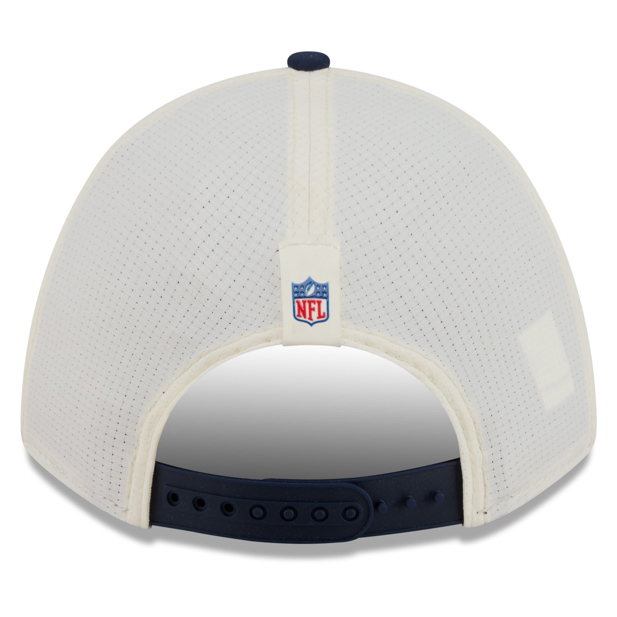 Youth New Era Cream/Navy New England Patriots 2026 Training Camp 9FORTY M-Crown Adjustable Hat